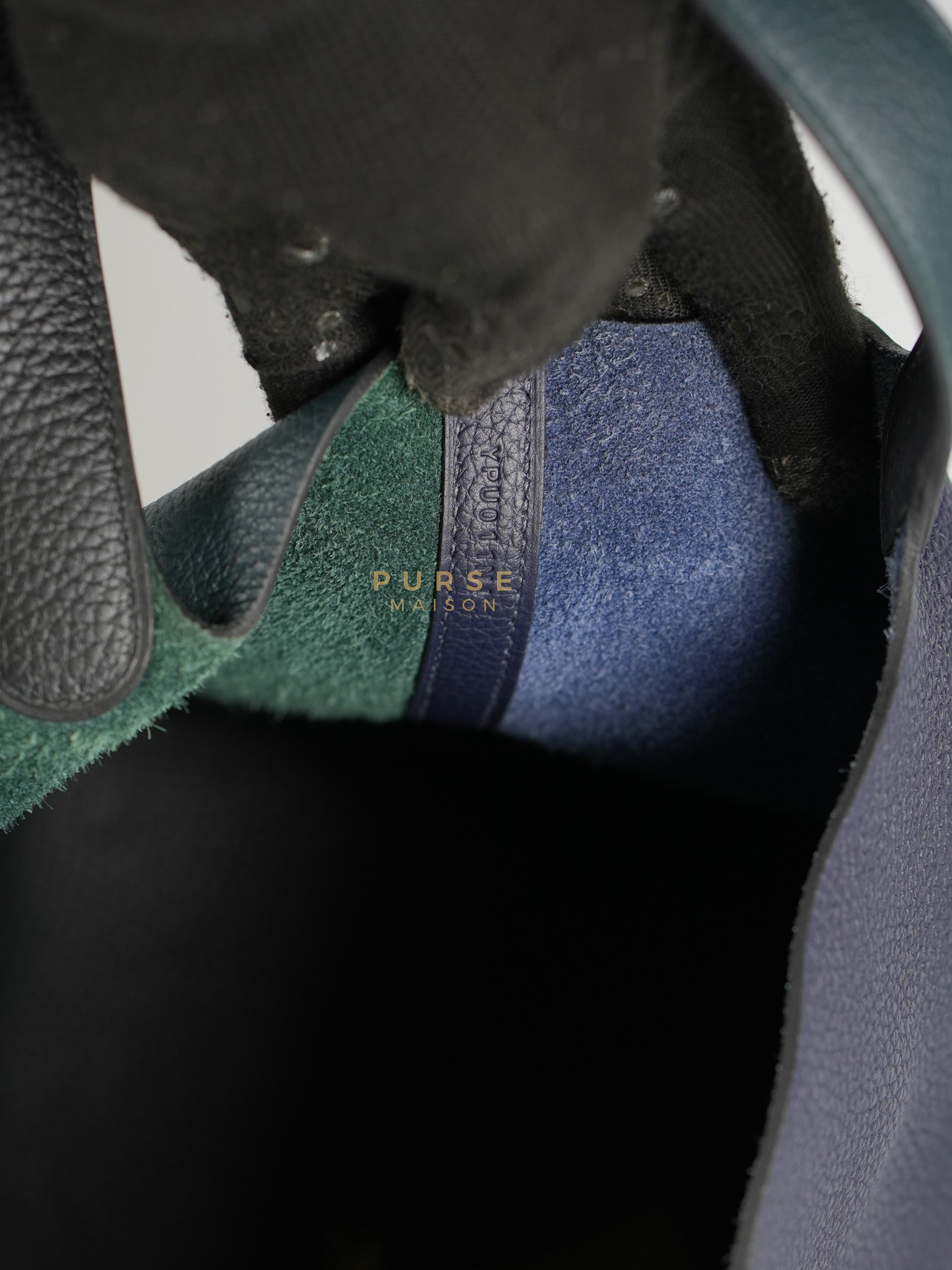 Picotin 22 in Blue/Green Clemence Leather & Gold Hardware Stamp Y (2020) | Purse Maison Luxury Bags Shop