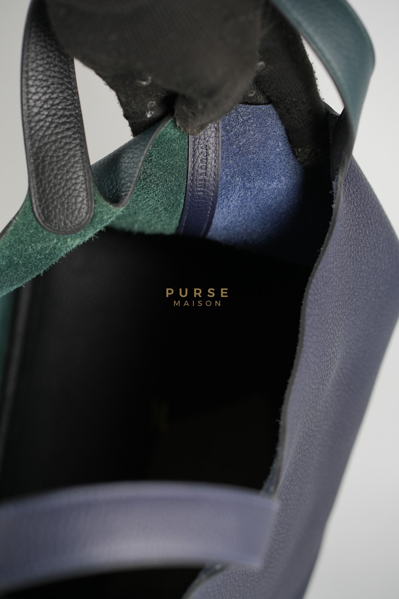 Picotin 22 in Blue/Green Clemence Leather & Gold Hardware Stamp Y (2020) | Purse Maison Luxury Bags Shop