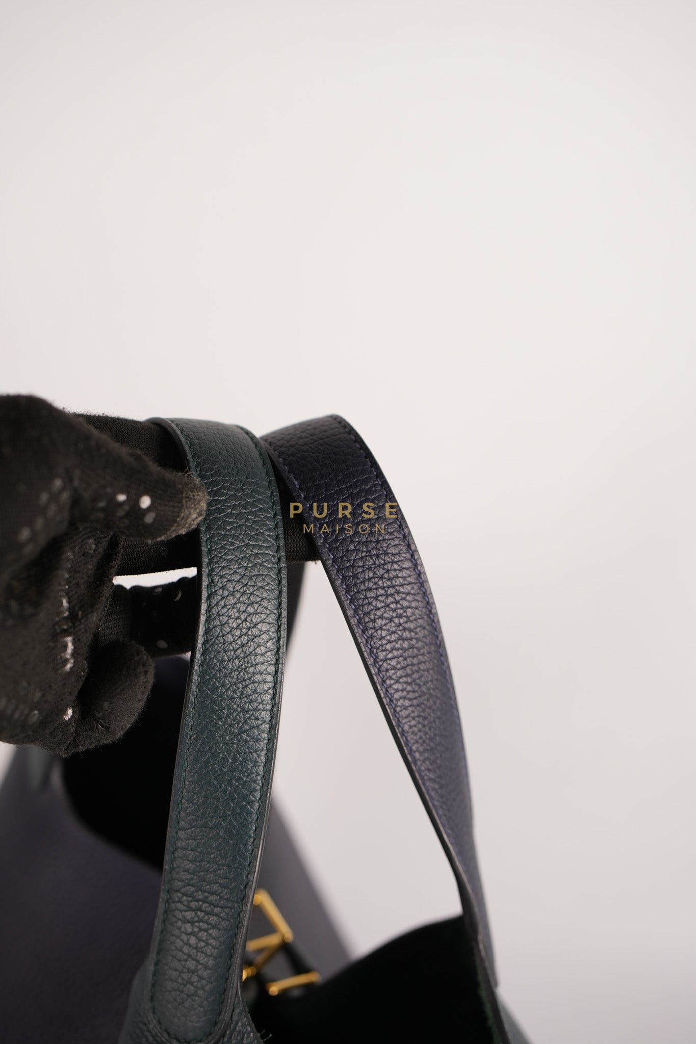 Picotin 22 in Blue/Green Clemence Leather & Gold Hardware Stamp Y (2020) | Purse Maison Luxury Bags Shop