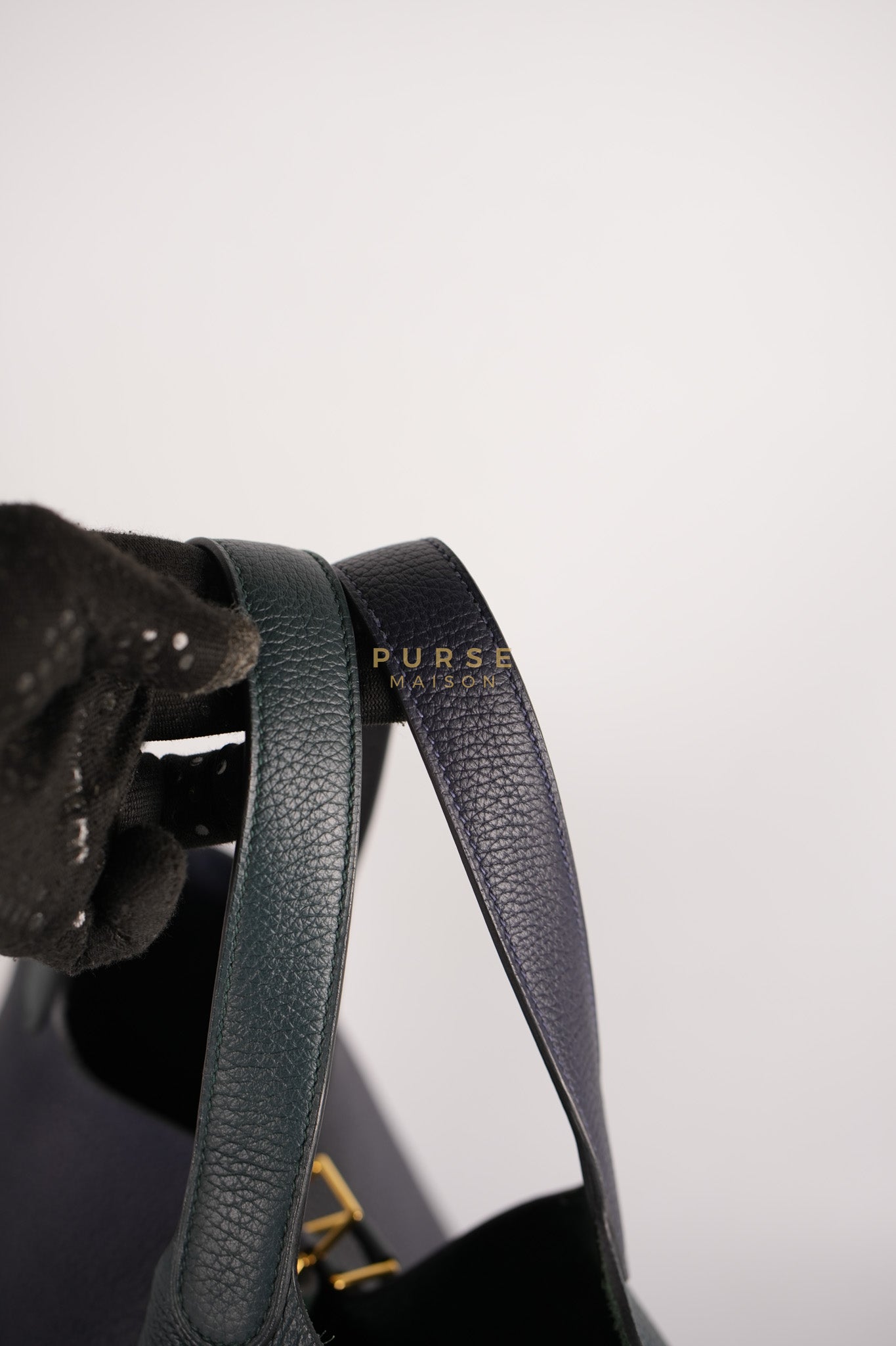 Picotin 22 in Blue/Green Clemence Leather & Gold Hardware Stamp Y (2020) | Purse Maison Luxury Bags Shop