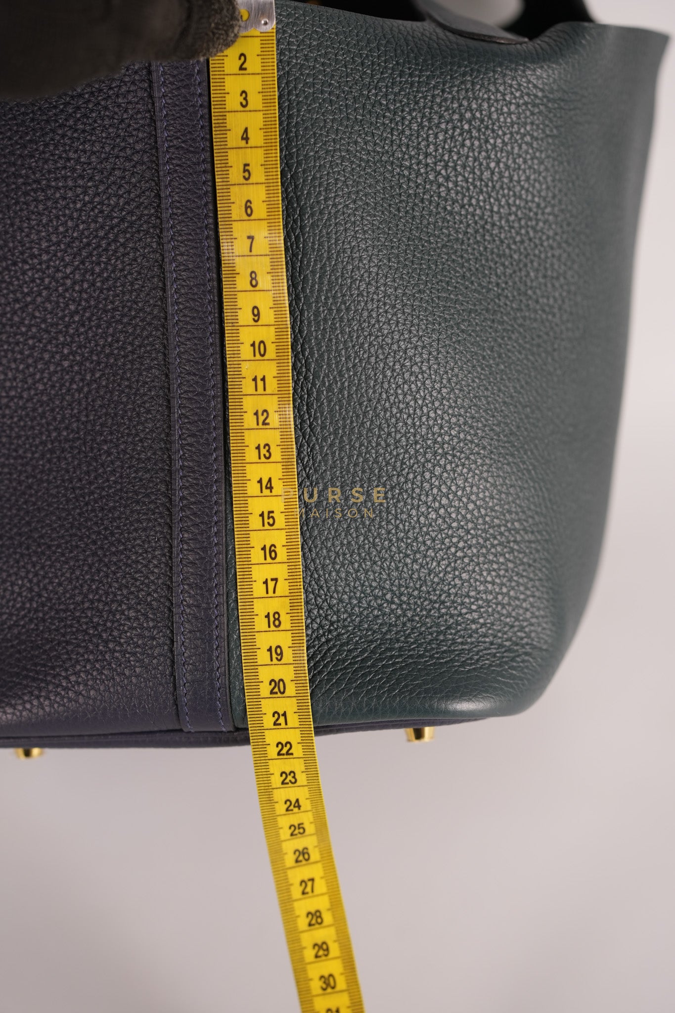 Picotin 22 in Blue/Green Clemence Leather & Gold Hardware Stamp Y (2020) | Purse Maison Luxury Bags Shop