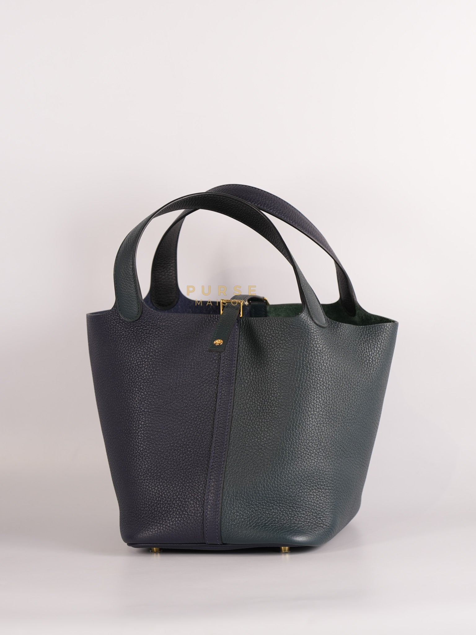 Picotin 22 in Blue/Green Clemence Leather & Gold Hardware Stamp Y (2020) | Purse Maison Luxury Bags Shop