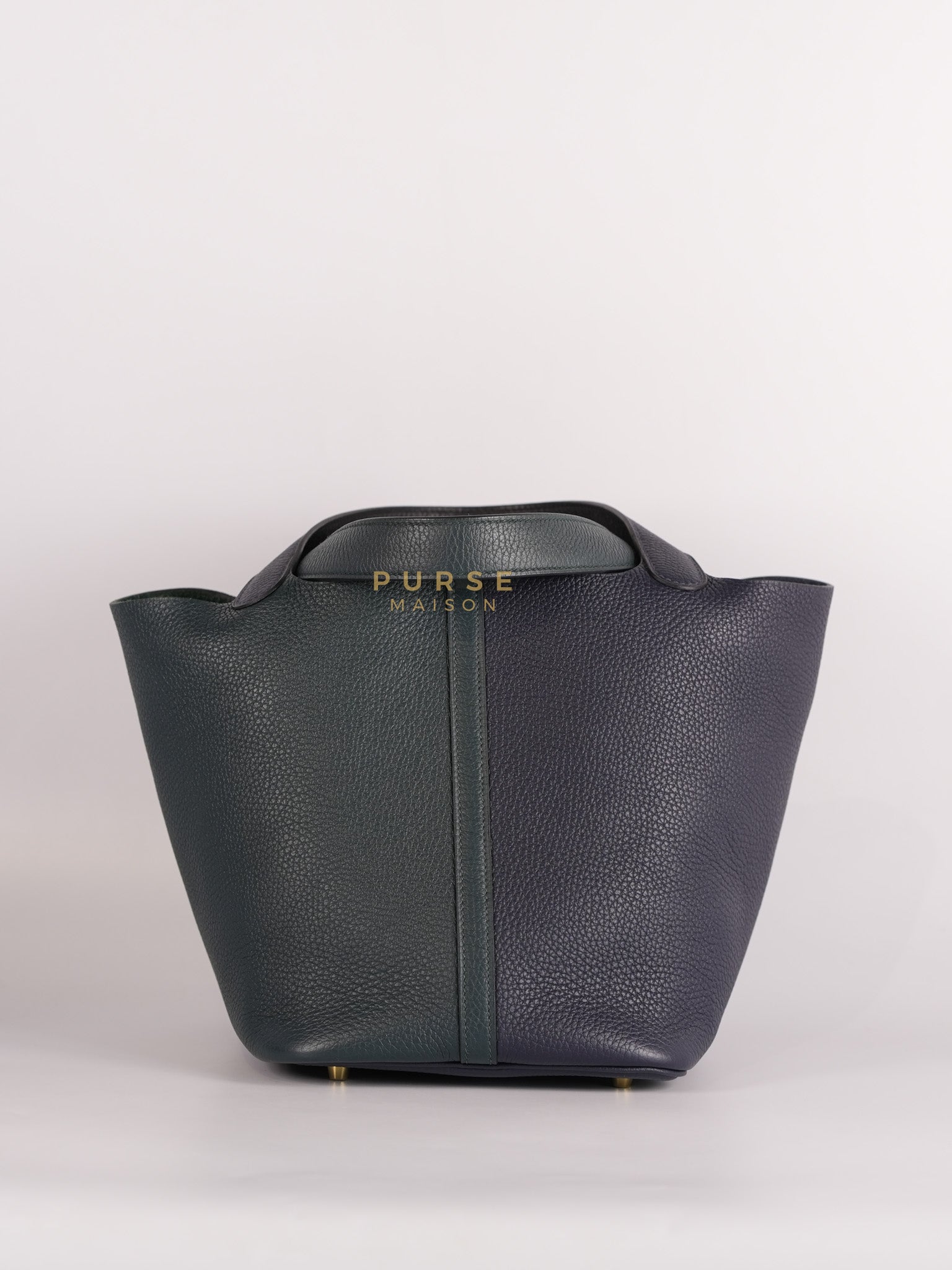 Picotin 22 in Blue/Green Clemence Leather & Gold Hardware Stamp Y (2020) | Purse Maison Luxury Bags Shop