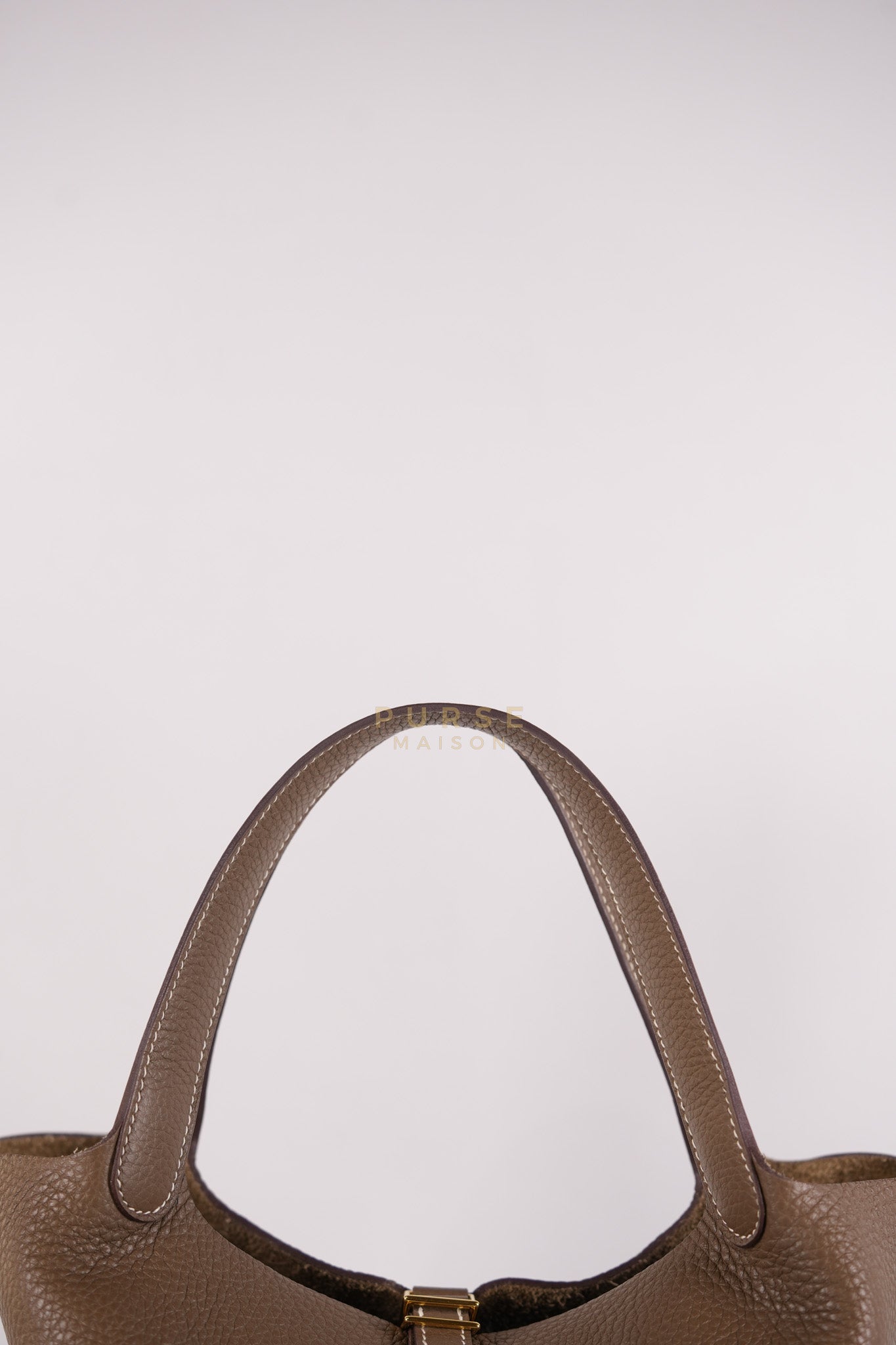 Picotin 22 in Etoupe Clemence Leather Gold Hardware Stamp U(2022) | Purse Maison Luxury Bags Shop