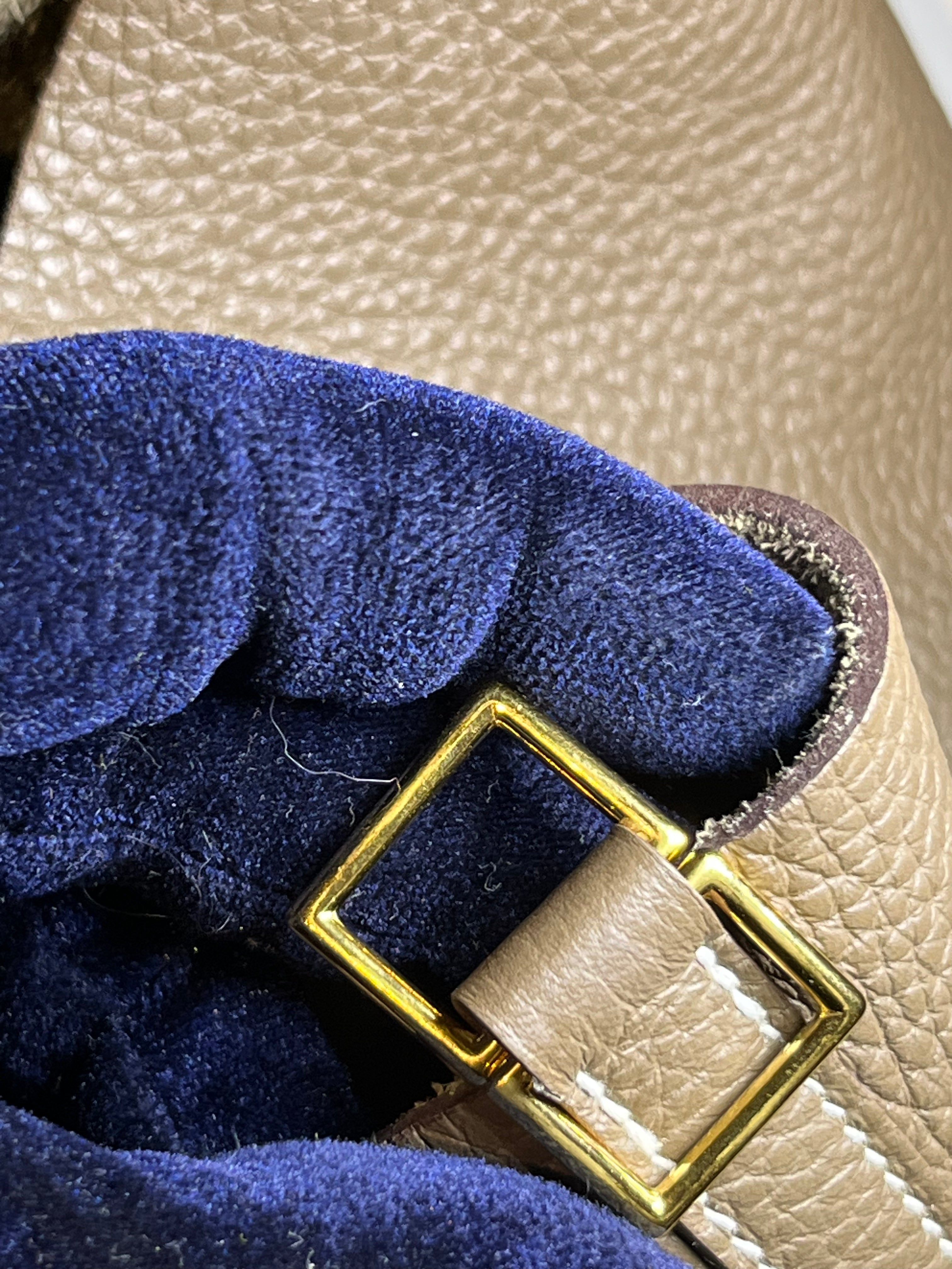 Picotin 22 in Etoupe Clemence Leather Gold Hardware Stamp U(2022) | Purse Maison Luxury Bags Shop