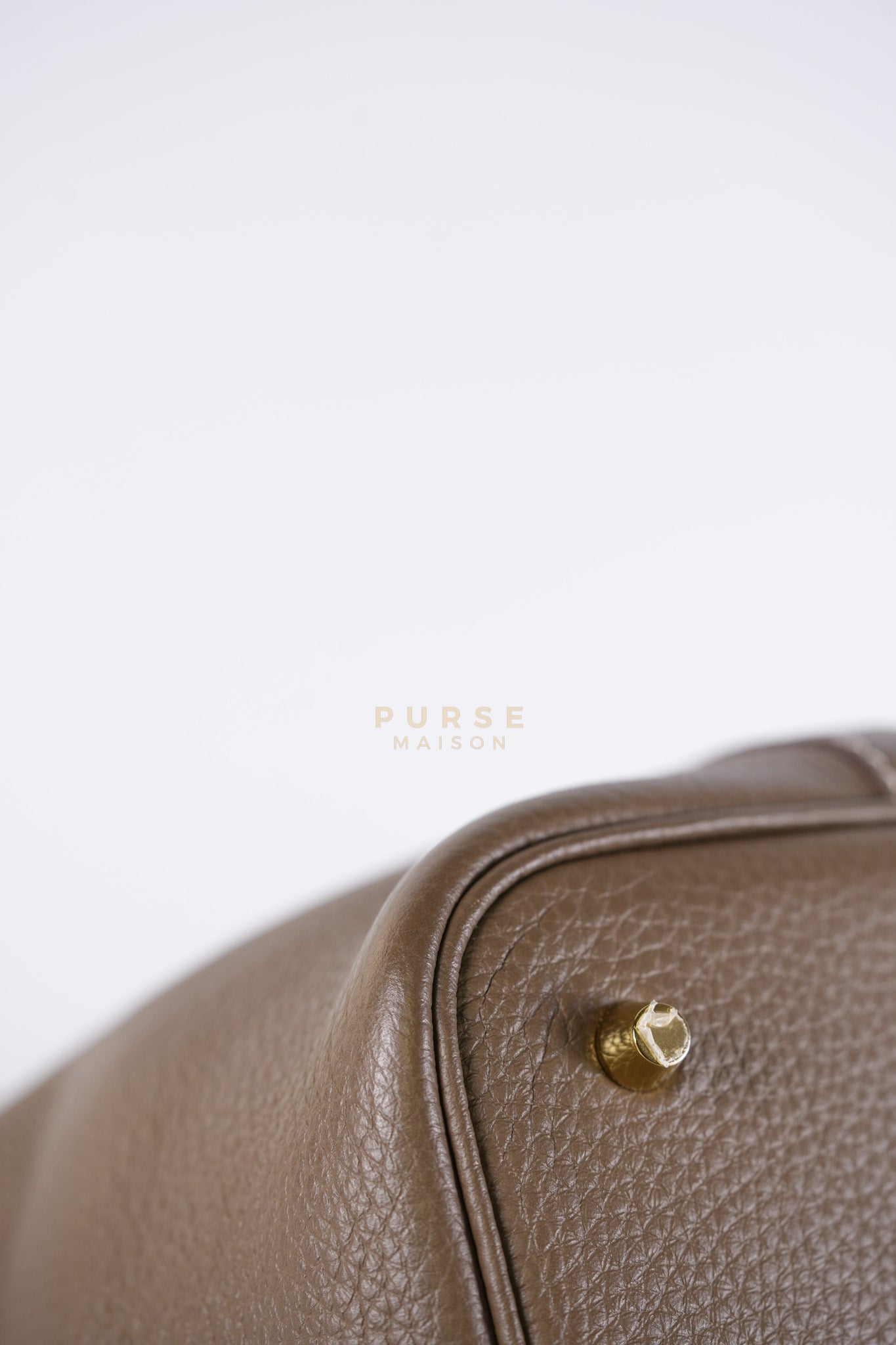 Picotin 22 in Etoupe Clemence Leather Gold Hardware Stamp U(2022) | Purse Maison Luxury Bags Shop