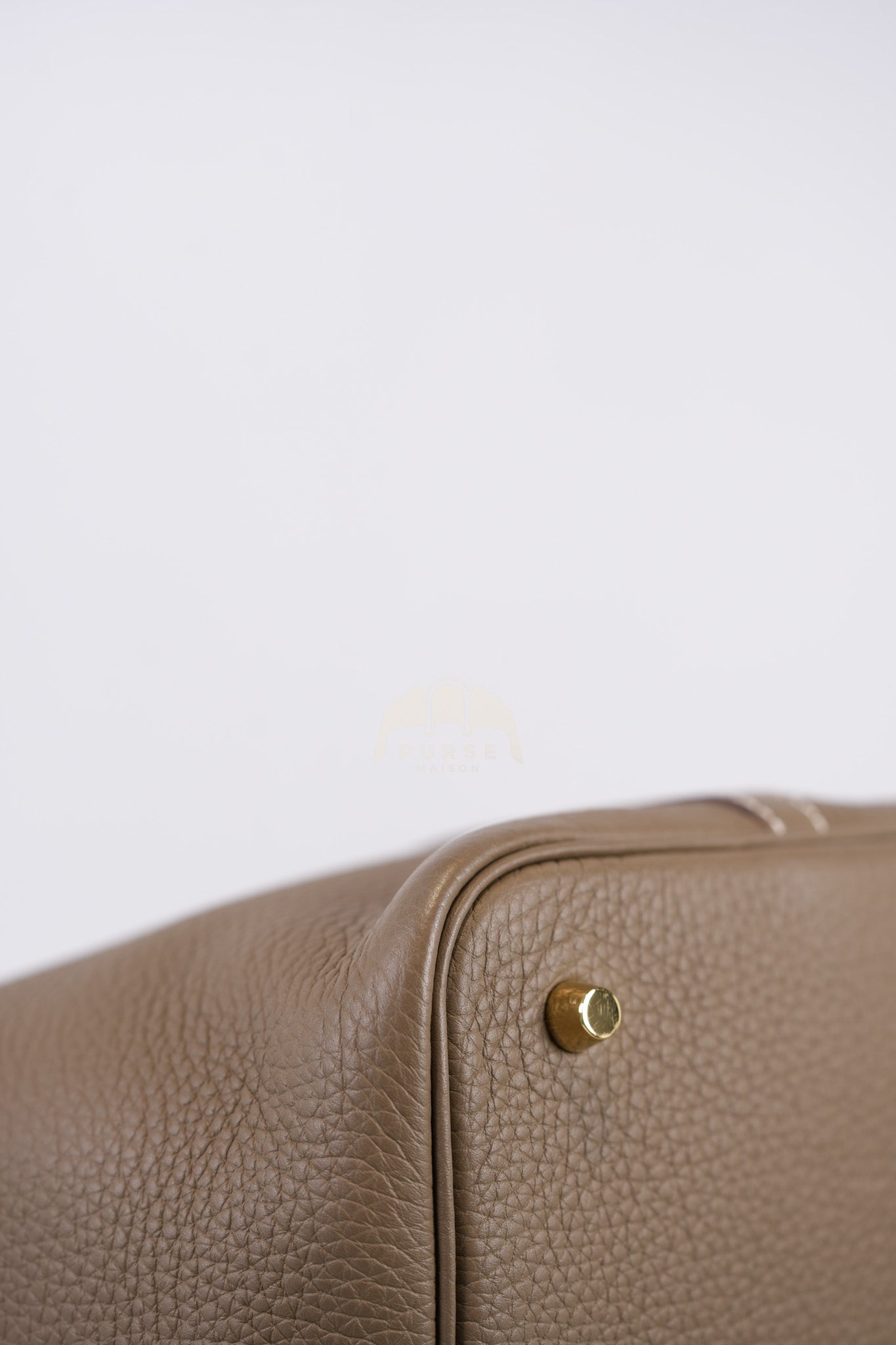 Picotin 22 in Etoupe Clemence Leather Gold Hardware Stamp W(2024) | Purse Maison Luxury Bags Shop