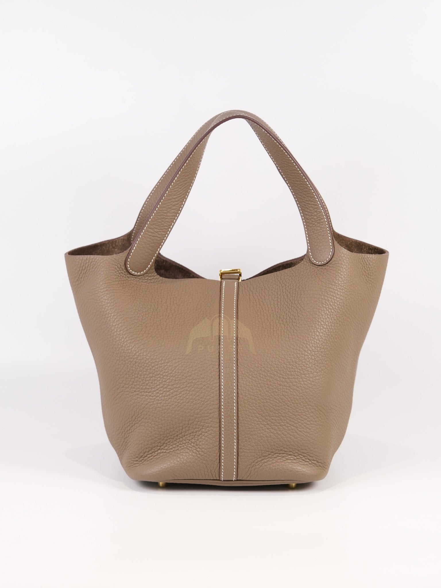 Picotin 22 in Etoupe Clemence Leather Gold Hardware Stamp W(2024) | Purse Maison Luxury Bags Shop