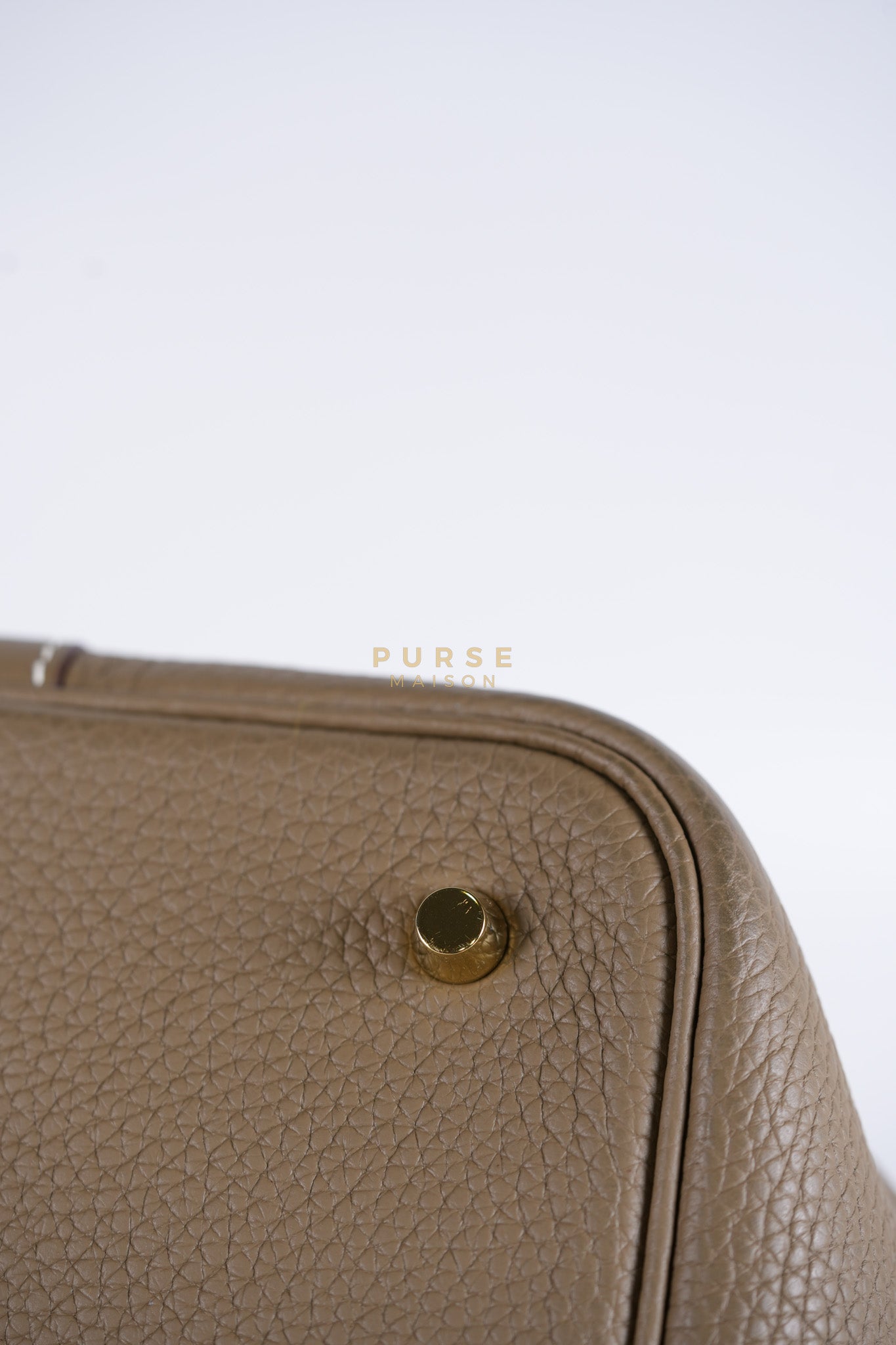 Picotin 22 in Etoupe Clemence Leather & Gold Hardware Stamp Z(2021) | Purse Maison Luxury Bags Shop