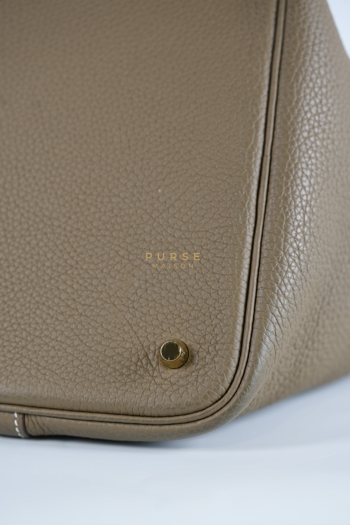 Picotin 22 in Etoupe Clemence Leather & Gold Hardware Stamp Z(2021) | Purse Maison Luxury Bags Shop