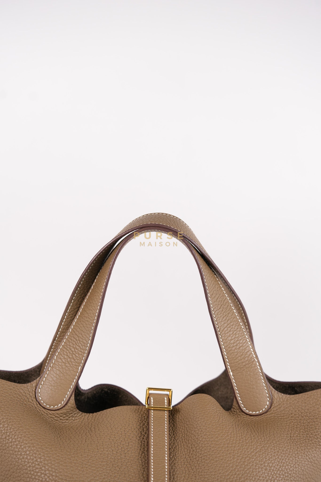 Picotin 22 in Etoupe Clemence Leather & Gold Hardware Stamp Z(2021) | Purse Maison Luxury Bags Shop