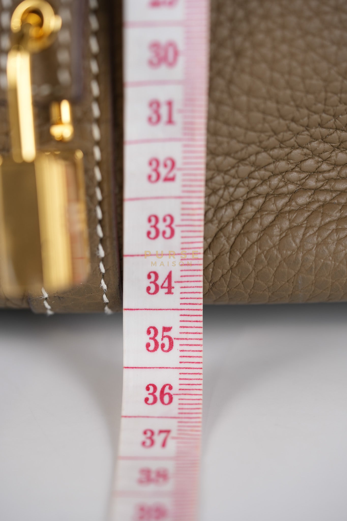 Picotin 22 in Etoupe Clemence Leather & Gold Hardware Stamp Z(2021) | Purse Maison Luxury Bags Shop