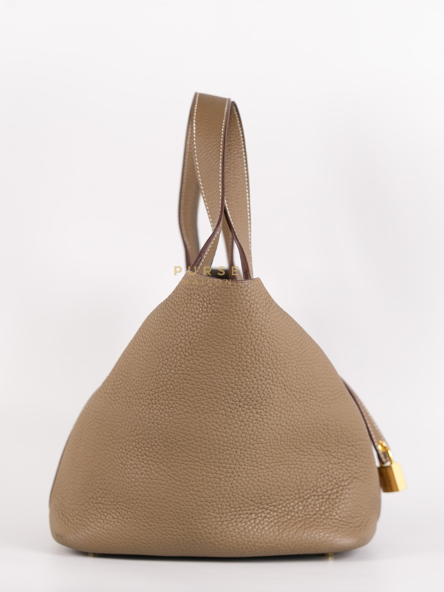 Picotin 22 in Etoupe Clemence Leather & Gold Hardware Stamp Z(2021) | Purse Maison Luxury Bags Shop