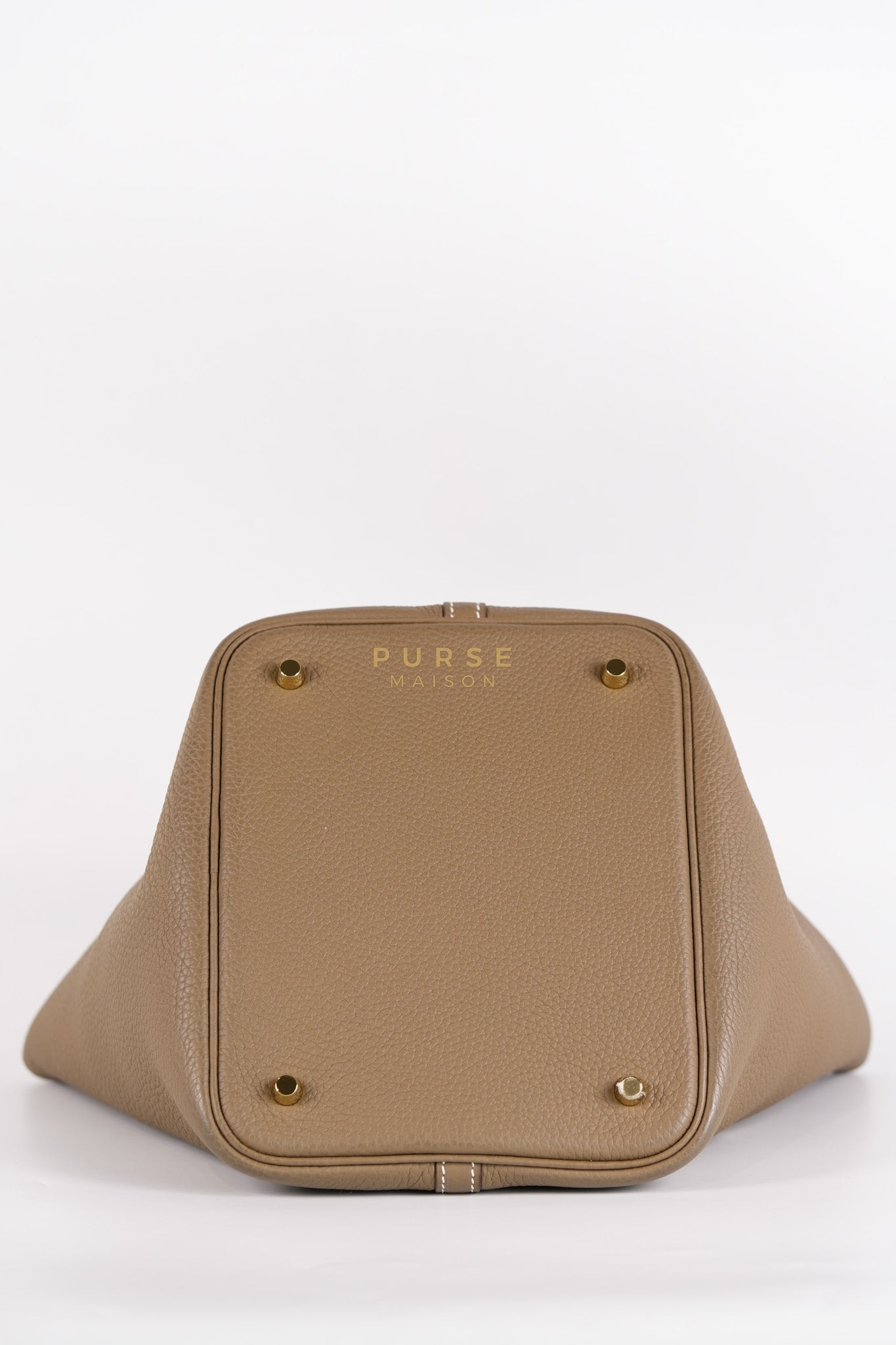 Picotin 22 in Etoupe Clemence Leather & Gold Hardware Stamp Z(2021) | Purse Maison Luxury Bags Shop