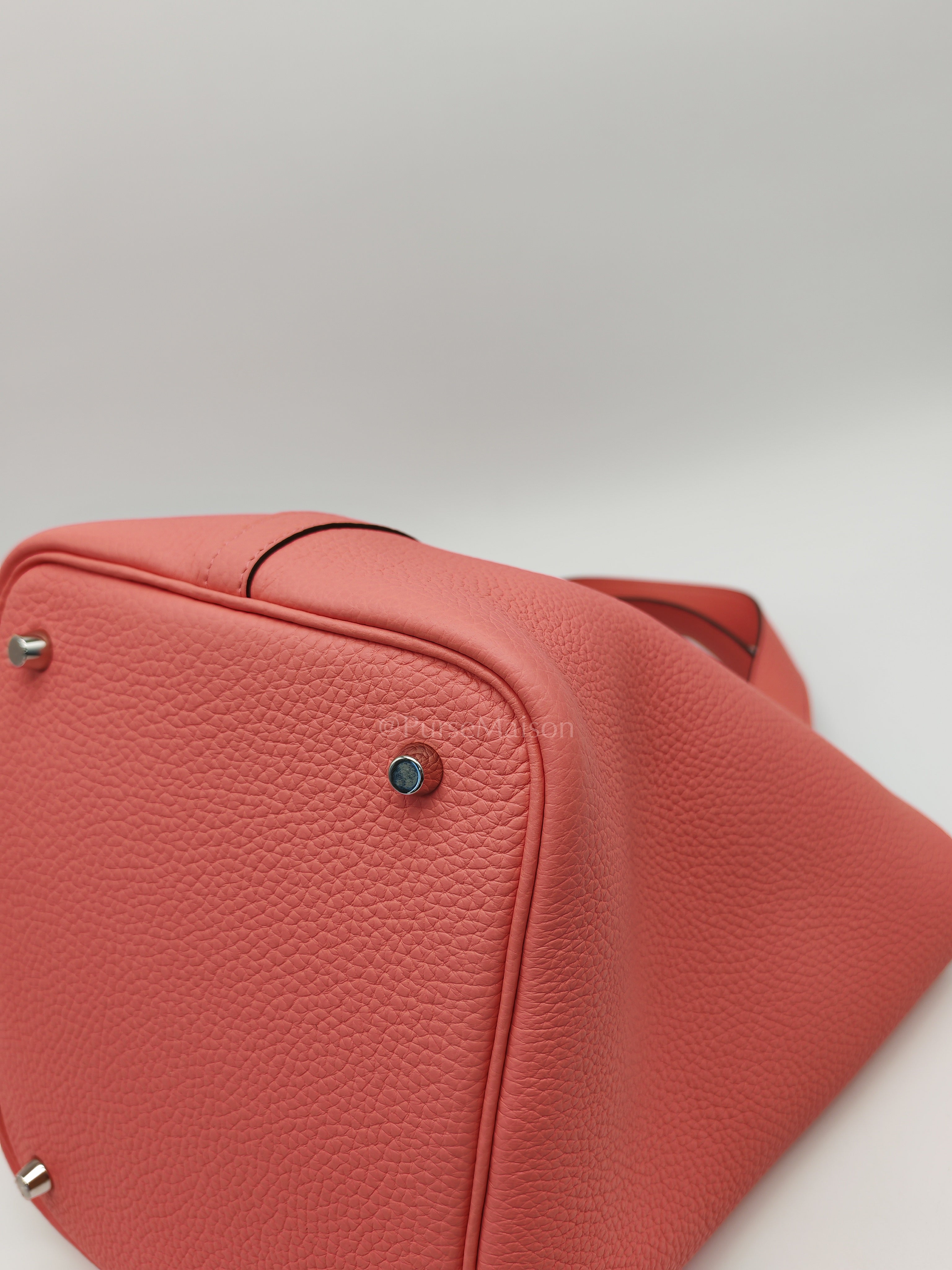 Picotin 22 in Rose Azelee Clemence Leather & Palladium Hardware Stamp B (2023) | Purse Maison Luxury Bags Shop
