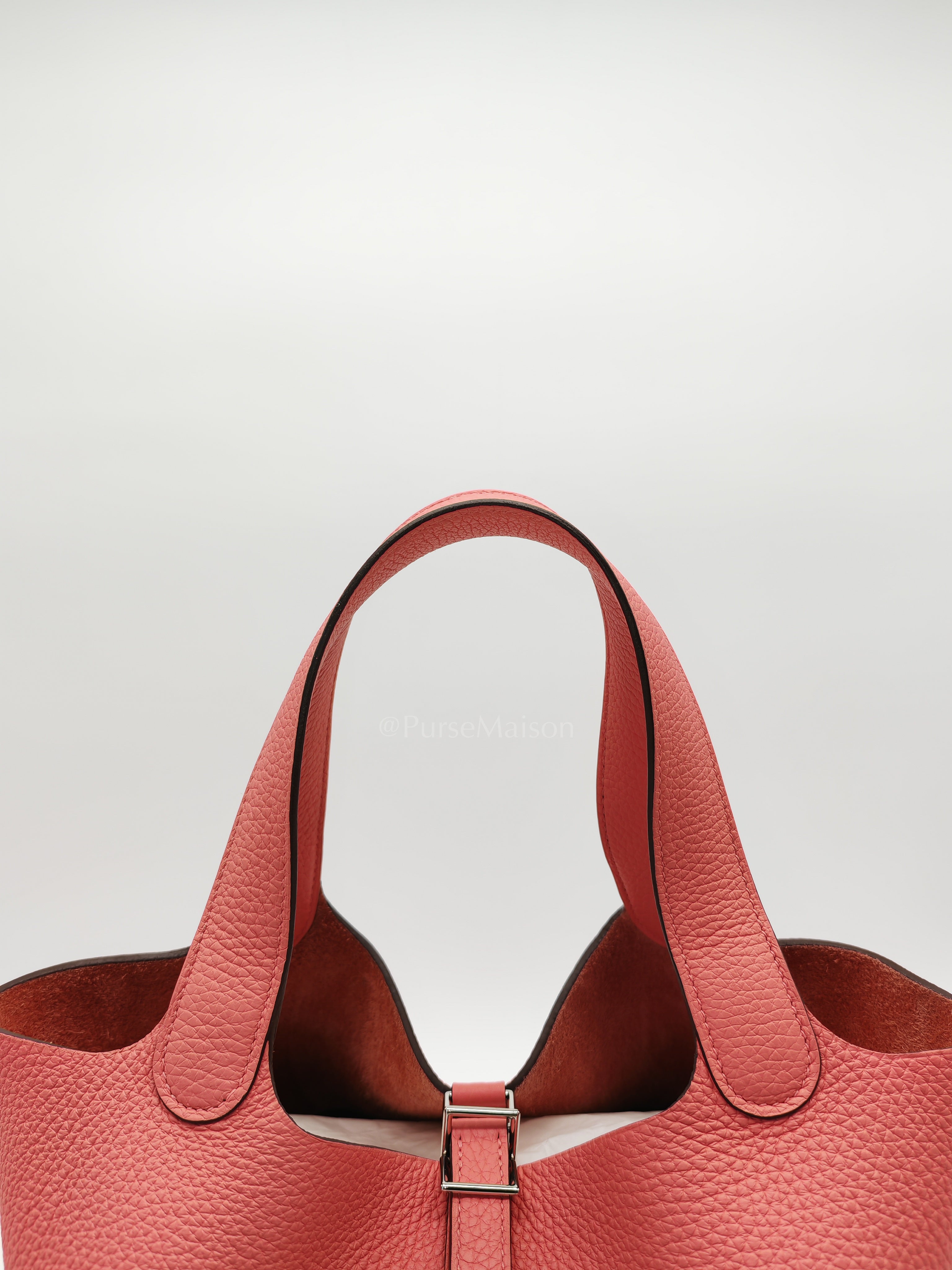 Picotin 22 in Rose Azelee Clemence Leather & Palladium Hardware Stamp B (2023) | Purse Maison Luxury Bags Shop