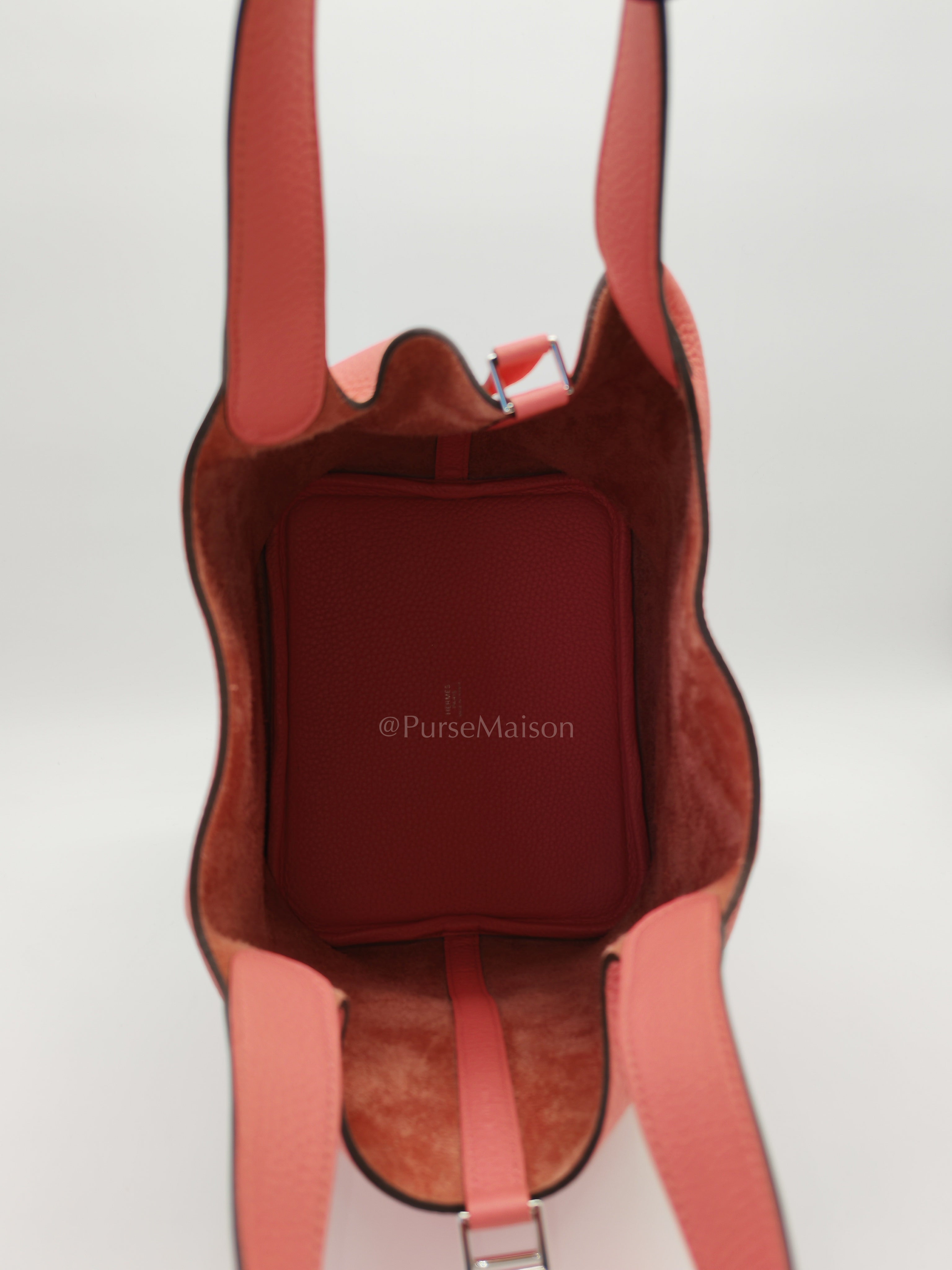 Picotin 22 in Rose Azelee Clemence Leather & Palladium Hardware Stamp B (2023) | Purse Maison Luxury Bags Shop