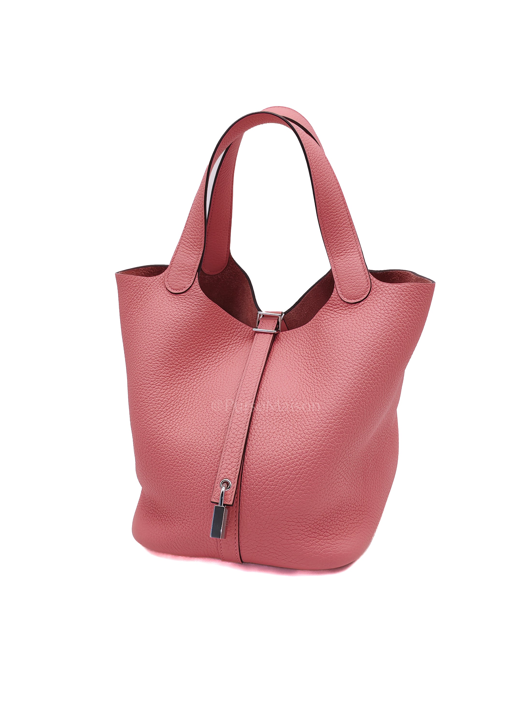 Picotin 22 in Rose Azelee Clemence Leather & Palladium Hardware Stamp B (2023) | Purse Maison Luxury Bags Shop