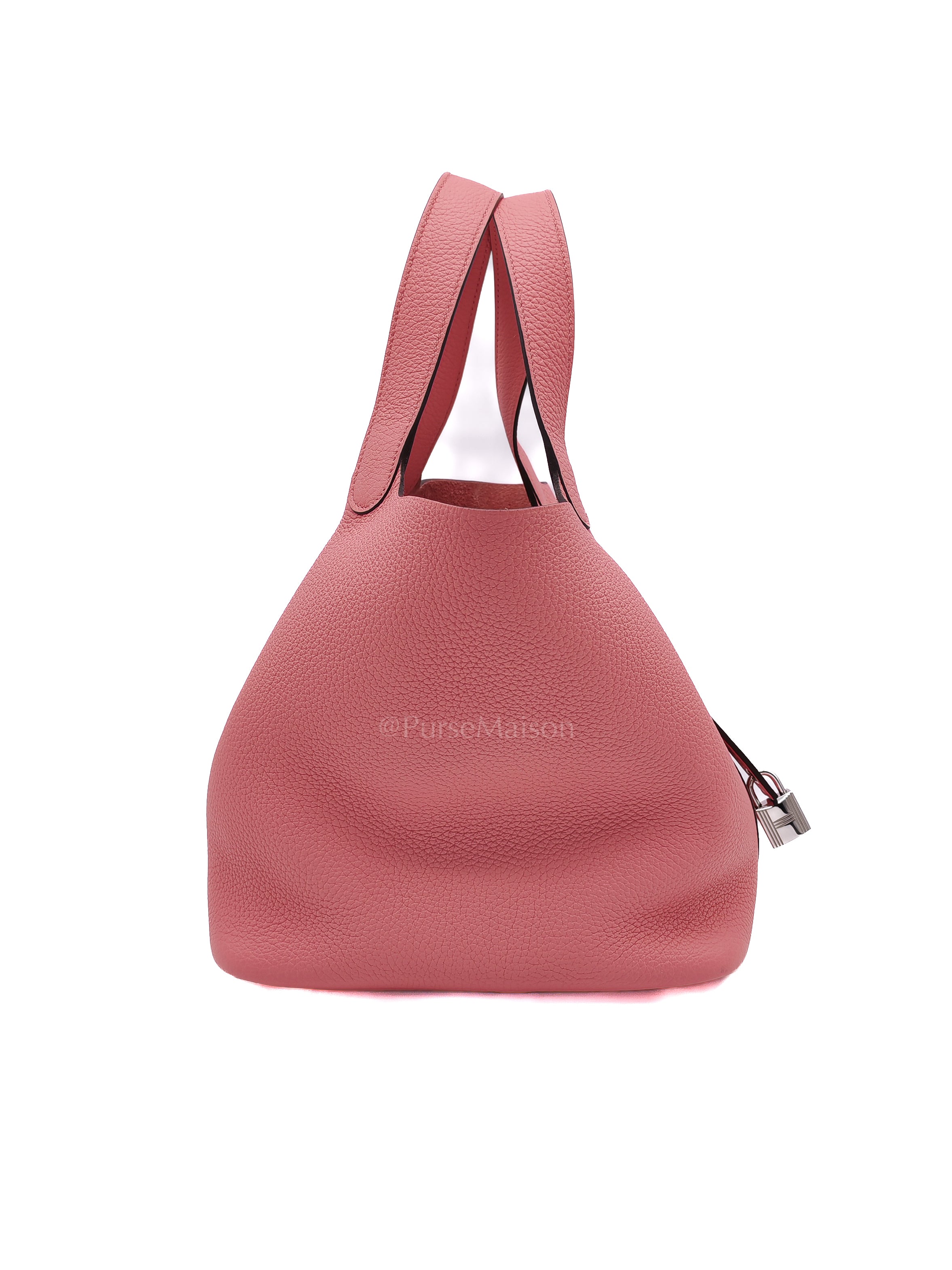 Picotin 22 in Rose Azelee Clemence Leather & Palladium Hardware Stamp B (2023) | Purse Maison Luxury Bags Shop