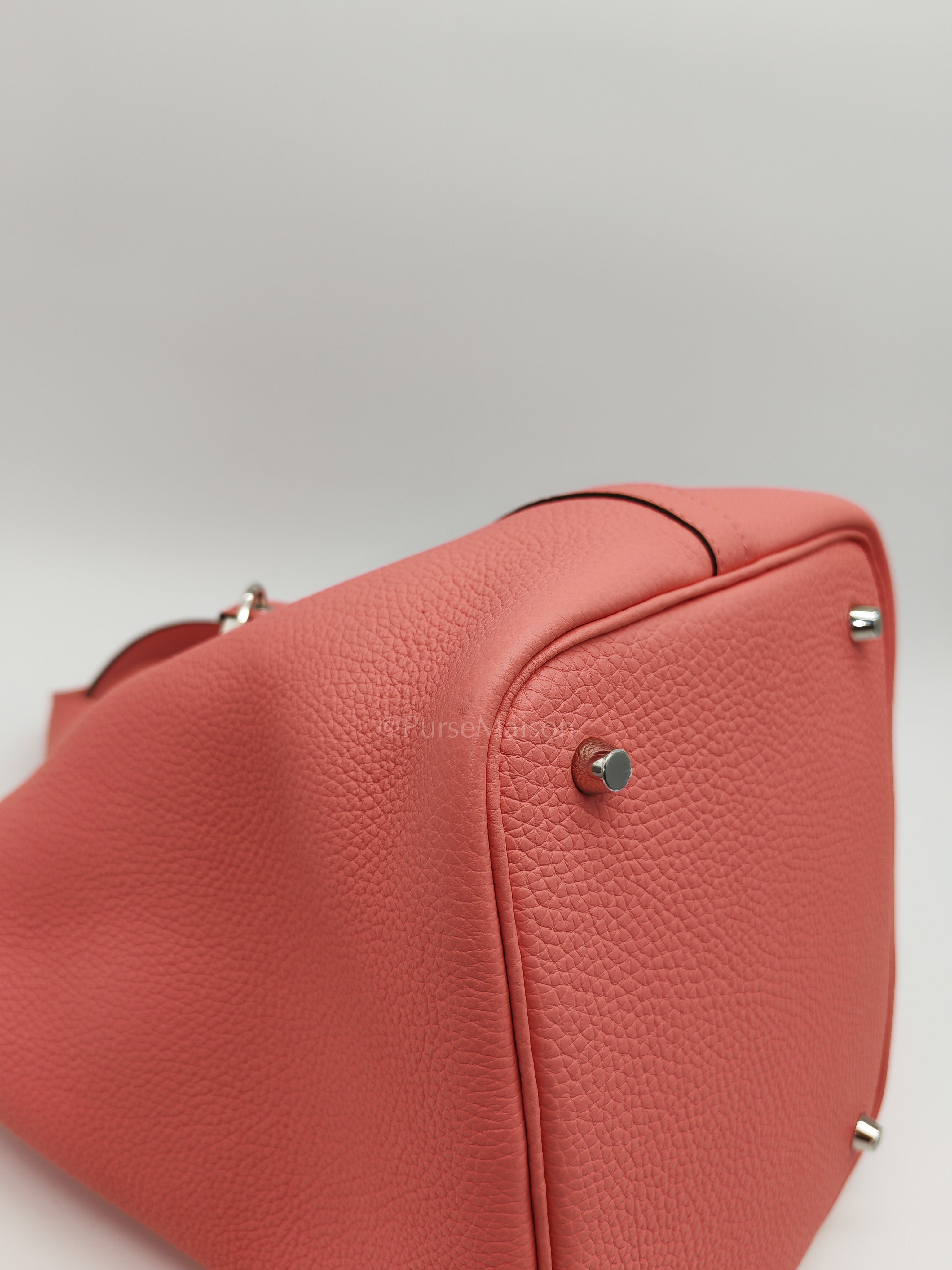 Picotin 22 in Rose Azelee Clemence Leather & Palladium Hardware Stamp B (2023) | Purse Maison Luxury Bags Shop