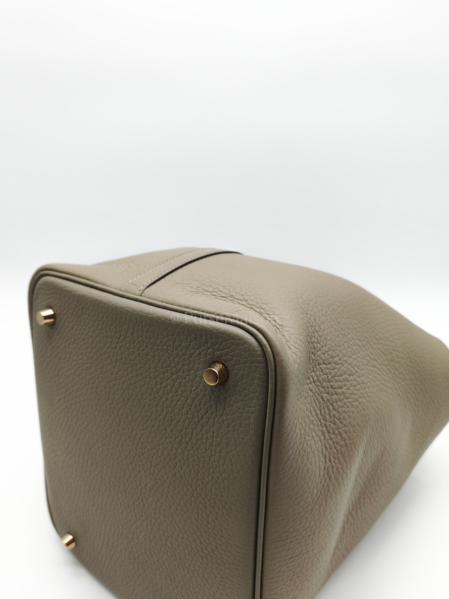 Picotin 22 in Sauge Taurillion Clemence Leather Gold Hardware Stamp B(2023) | Purse Maison Luxury Bags Shop