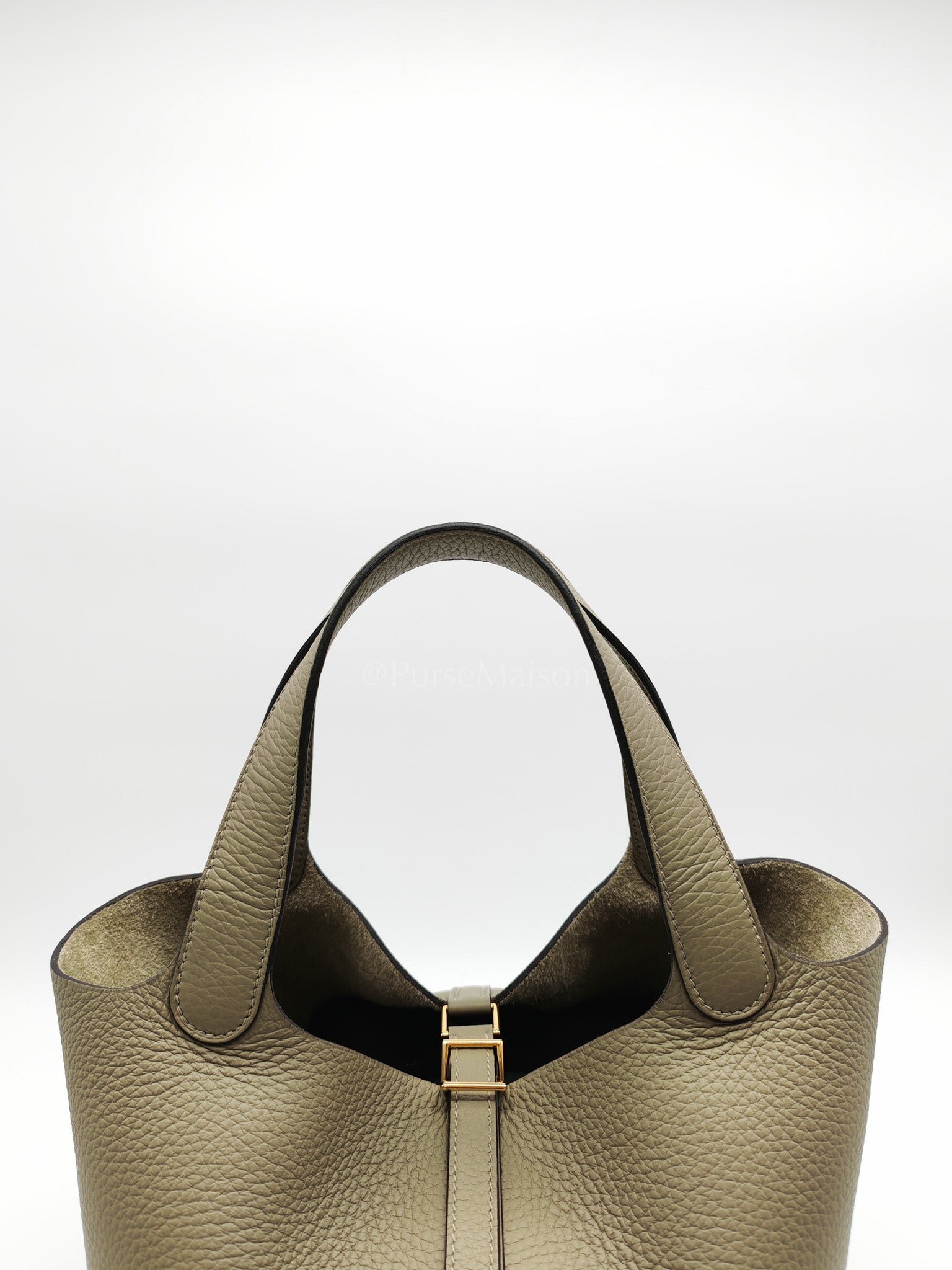 Picotin 22 in Sauge Taurillion Clemence Leather Gold Hardware Stamp B(2023) | Purse Maison Luxury Bags Shop