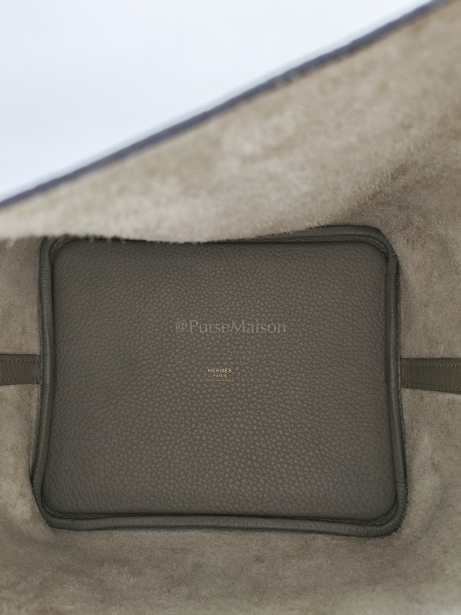 Picotin 22 in Sauge Taurillion Clemence Leather Gold Hardware Stamp B(2023) | Purse Maison Luxury Bags Shop