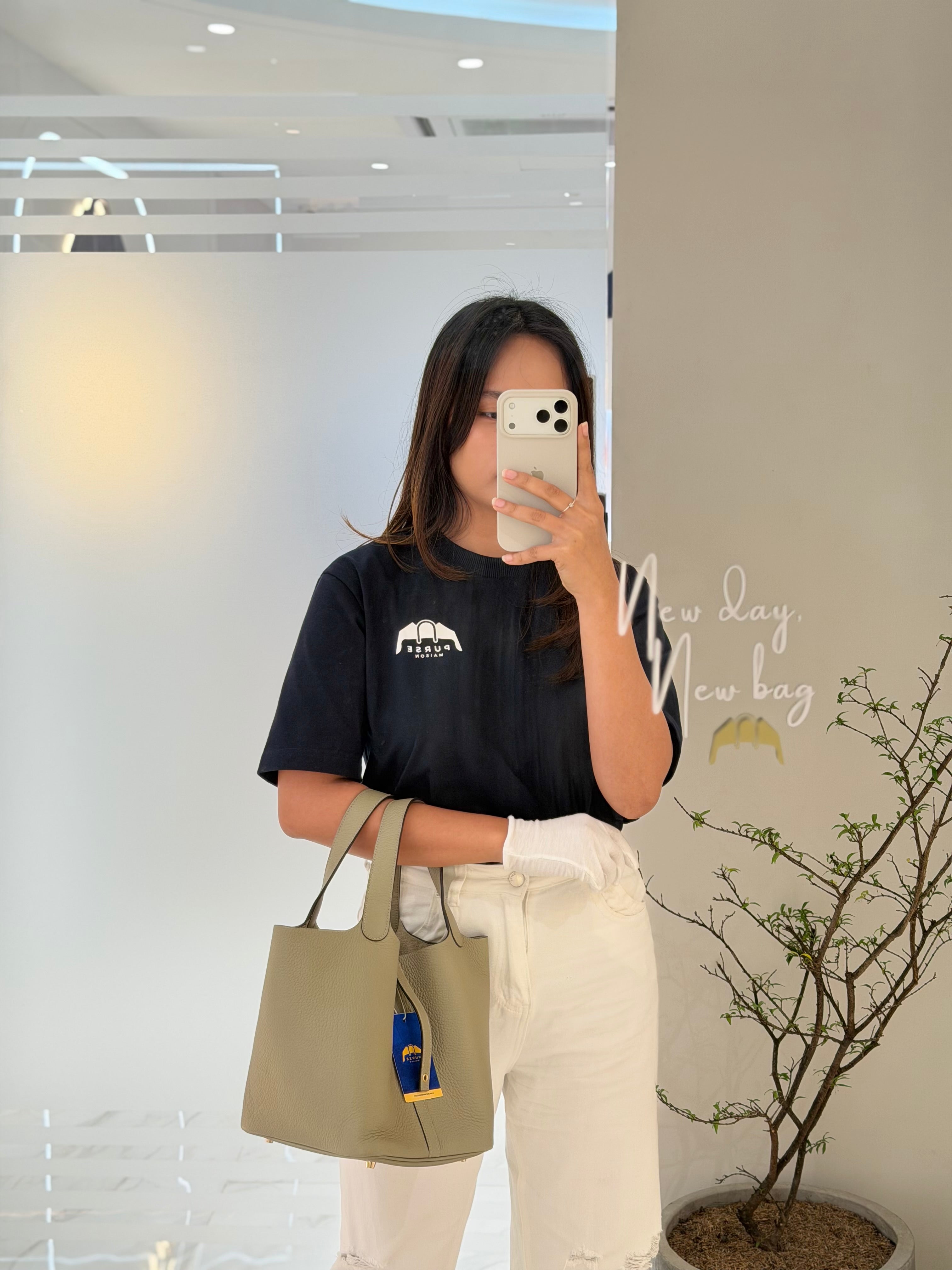 Picotin 22 in Sauge Taurillion Clemence Leather Gold Hardware Stamp B(2023) | Purse Maison Luxury Bags Shop