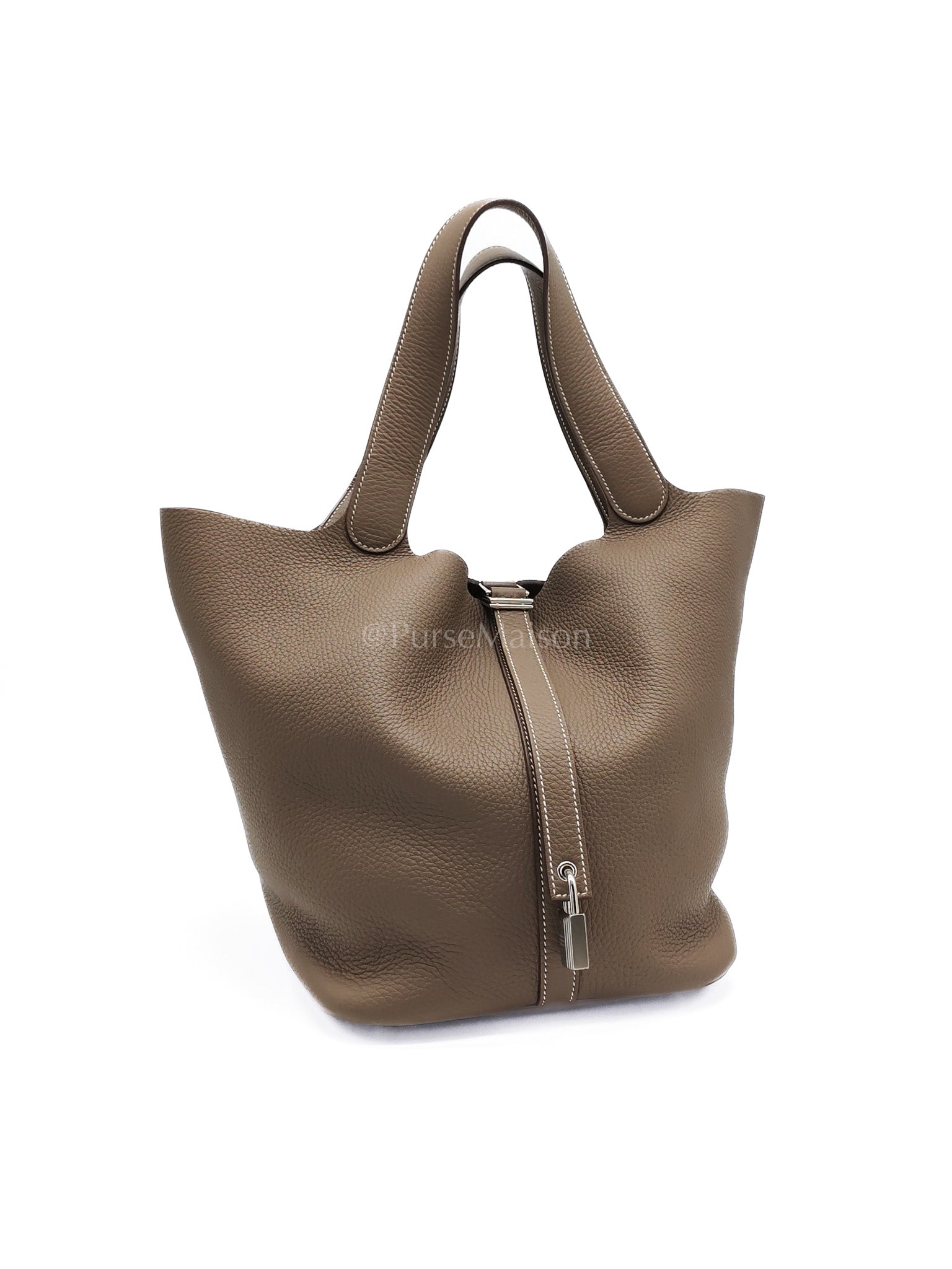 Picotin 26 in Etoupe Clemence Leather Palladium Hardware Stamp W(2024) | Purse Maison Luxury Bags Shop