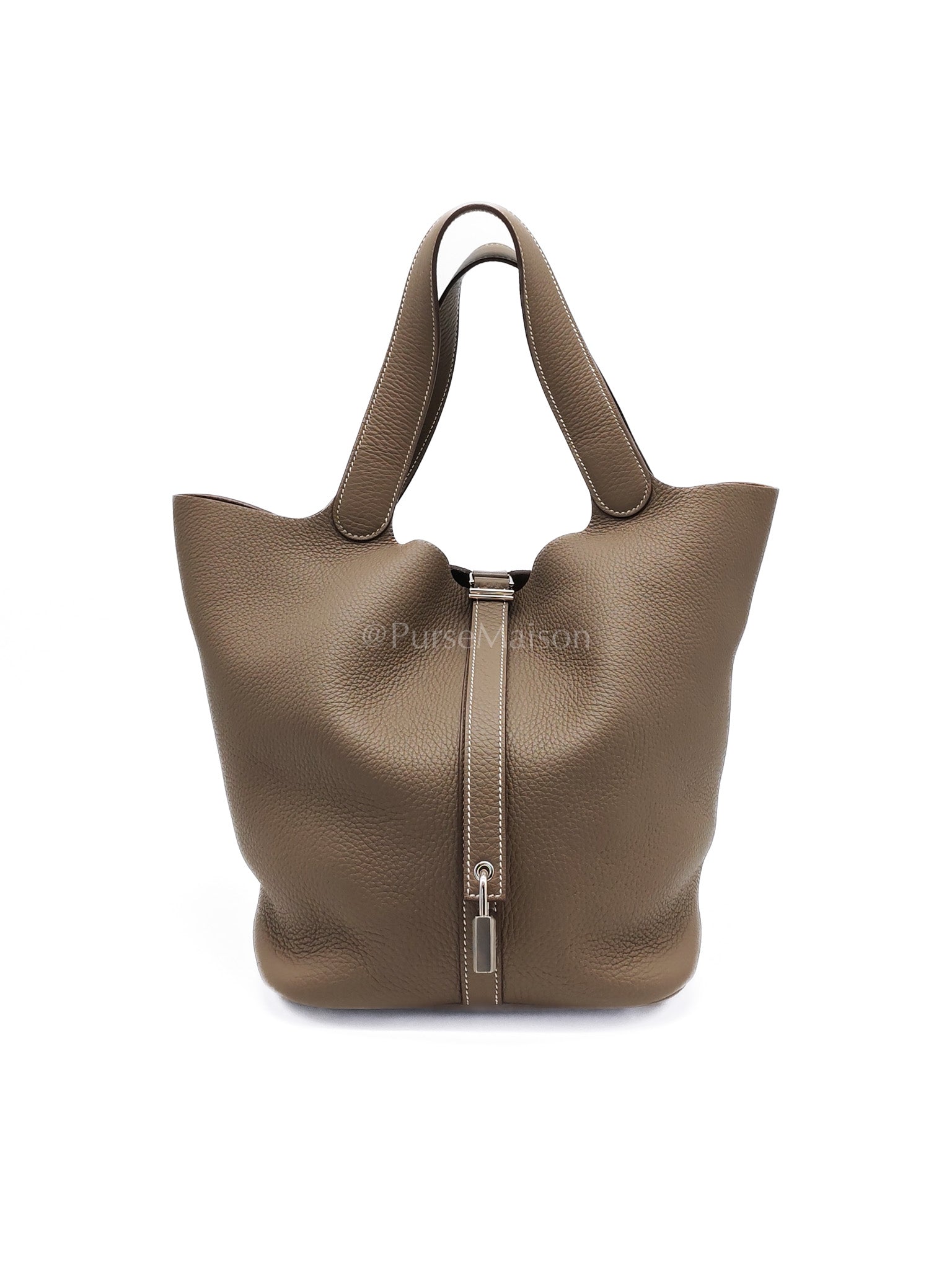 Picotin 26 in Etoupe Clemence Leather Palladium Hardware Stamp W(2024) | Purse Maison Luxury Bags Shop
