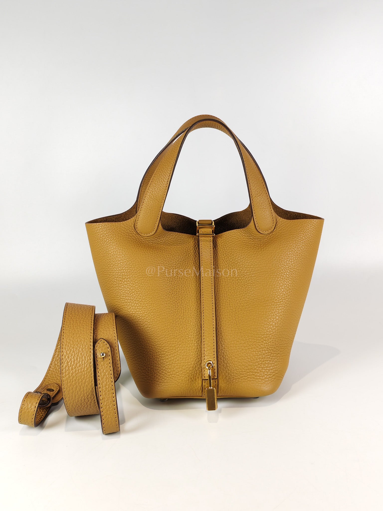 Picotin Lock 18 in Biscuit Clemence Leather Gold Hardware Stamp U(2022) | Purse Maison Luxury Bags Shop