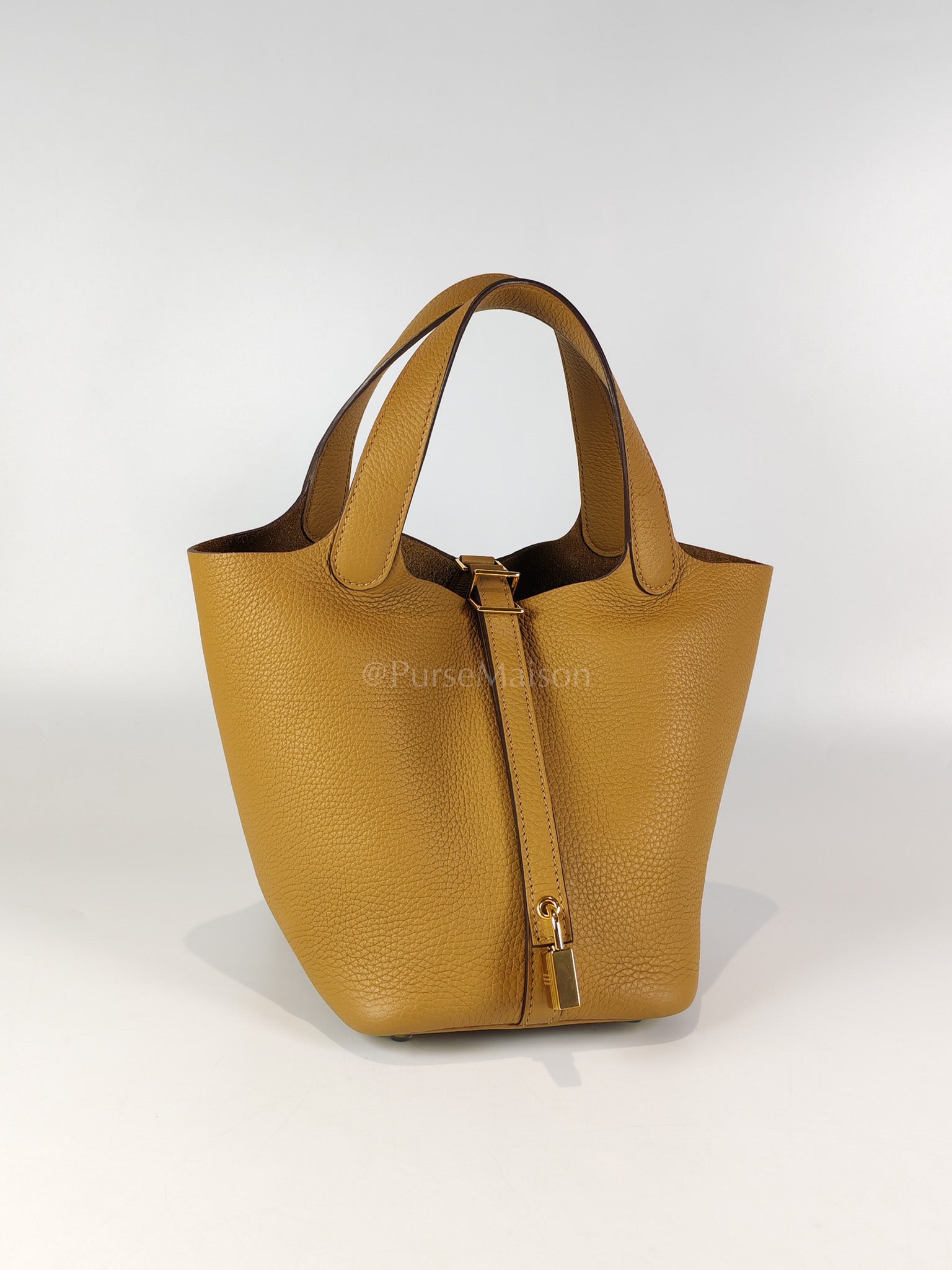 Picotin Lock 18 in Biscuit Clemence Leather Gold Hardware Stamp U(2022) | Purse Maison Luxury Bags Shop