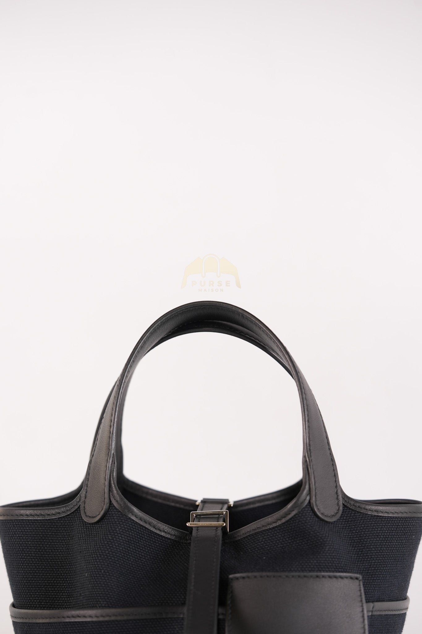 Picotin Lock 18 in Black Cargo Canvas & Palladium Hardware Stamp B (2023) | Purse Maison Luxury Bags Shop