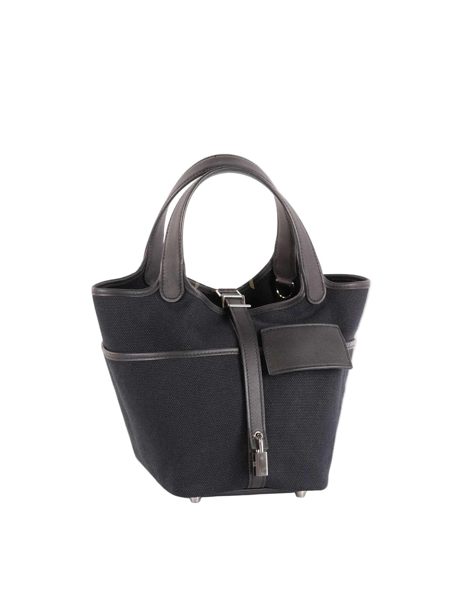 Picotin Lock 18 in Black Cargo Canvas & Palladium Hardware Stamp B (2023) | Purse Maison Luxury Bags Shop