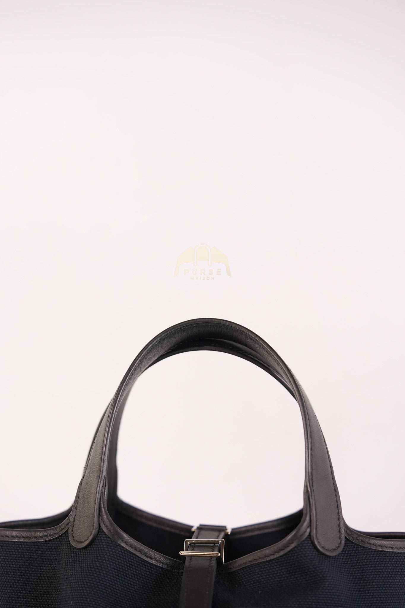 Picotin Lock 18 in Black Cargo Canvas & Palladium Hardware Stamp B (2023) | Purse Maison Luxury Bags Shop