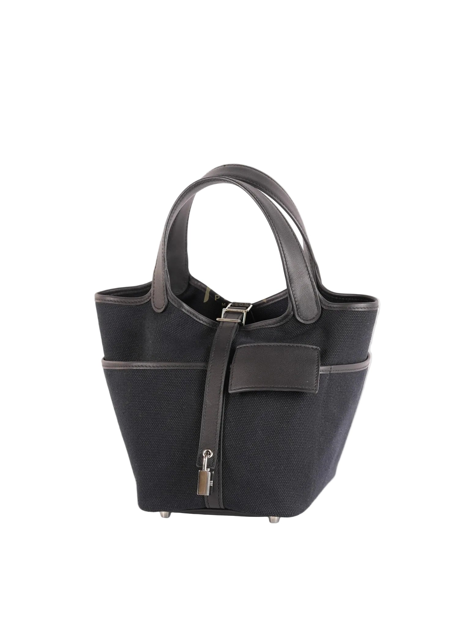 Picotin Lock 18 in Black Cargo Canvas & Palladium Hardware Stamp B (2023) | Purse Maison Luxury Bags Shop