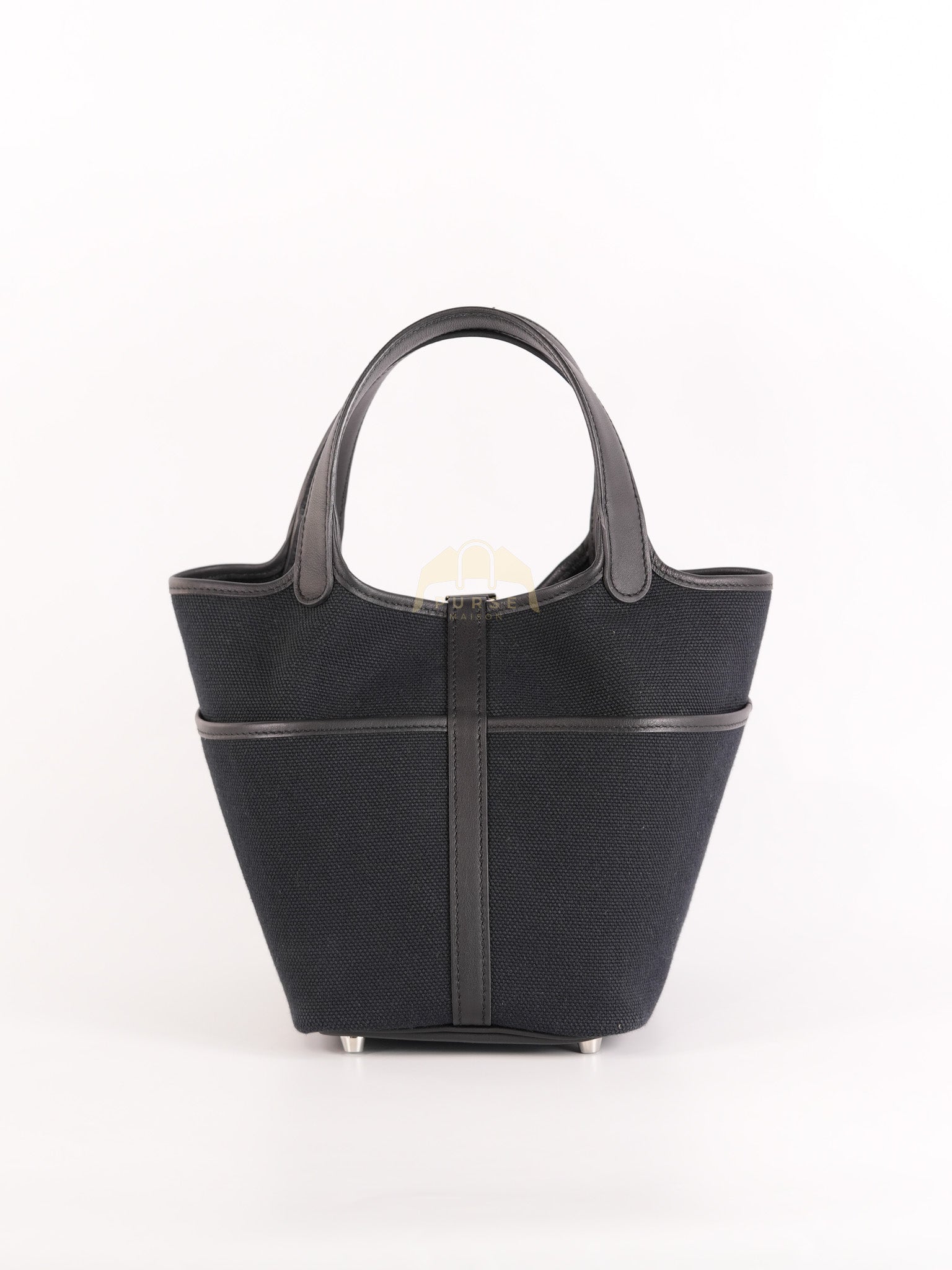 Picotin Lock 18 in Black Cargo Canvas & Palladium Hardware Stamp B (2023) | Purse Maison Luxury Bags Shop