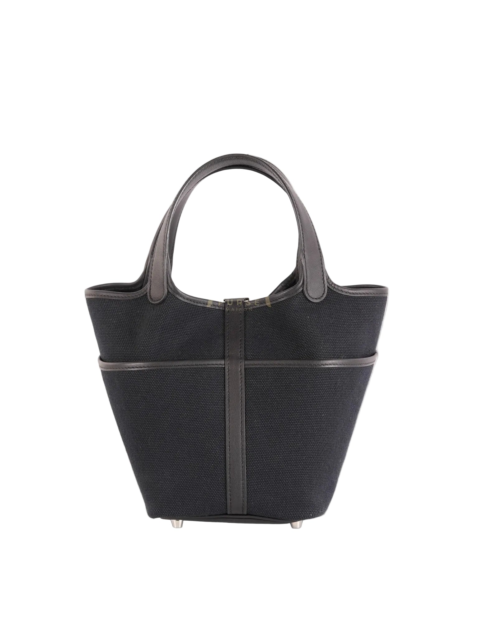 Picotin Lock 18 in Black Cargo Canvas & Palladium Hardware Stamp B (2023) | Purse Maison Luxury Bags Shop