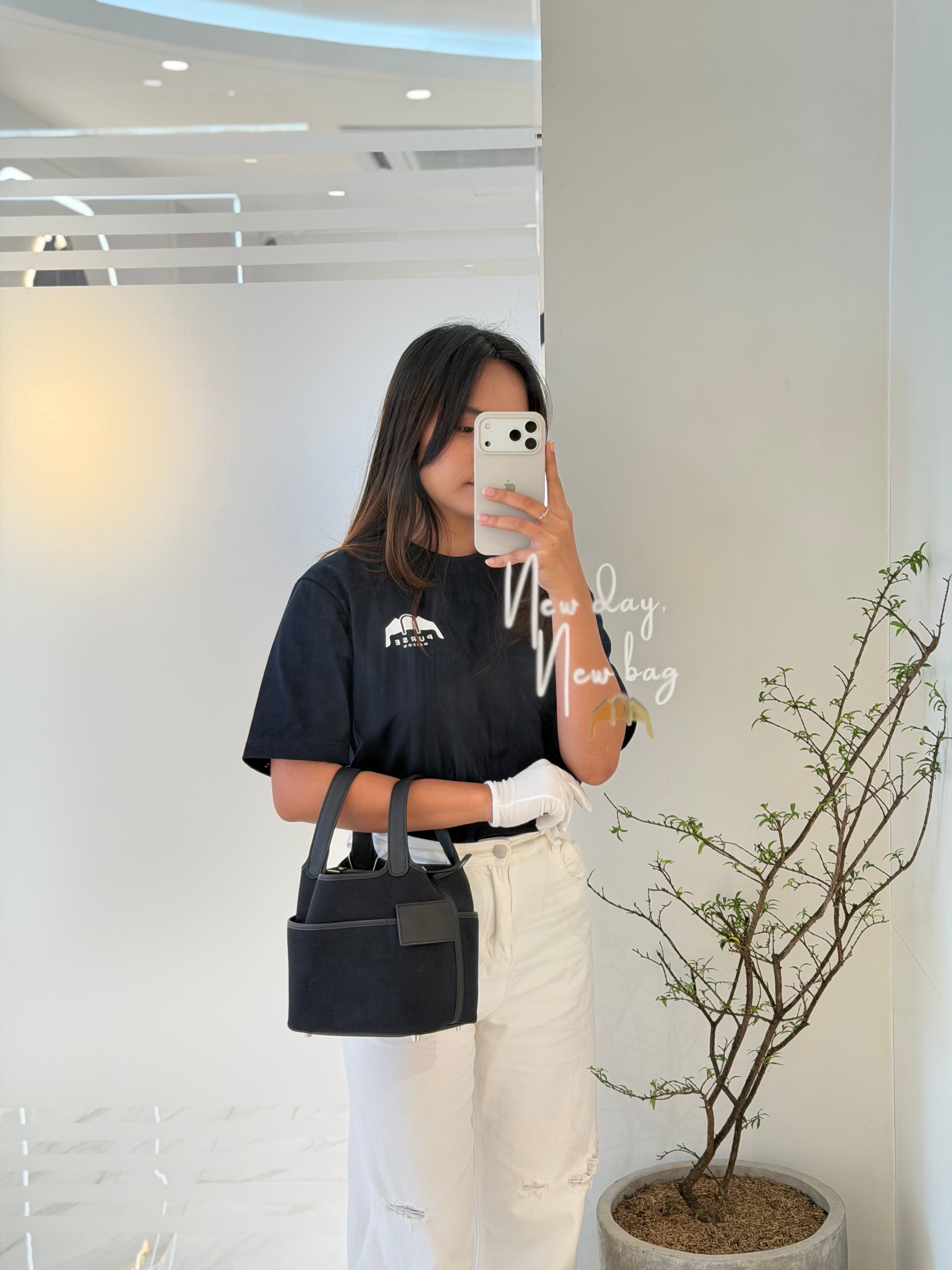 Picotin Lock 18 in Black Cargo Canvas & Palladium Hardware Stamp B (2023) | Purse Maison Luxury Bags Shop