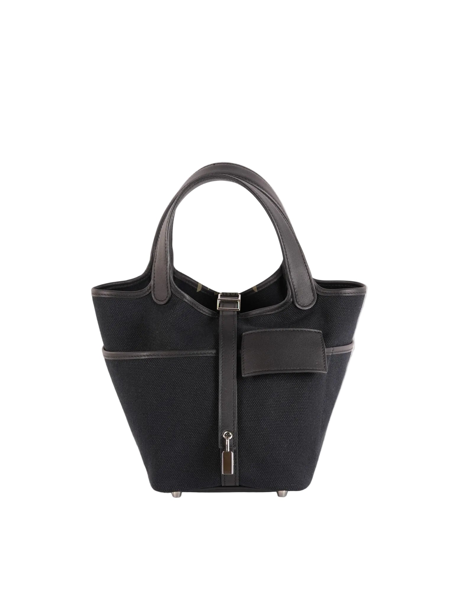 Picotin Lock 18 in Black Cargo Canvas & Palladium Hardware Stamp B (2023) | Purse Maison Luxury Bags Shop
