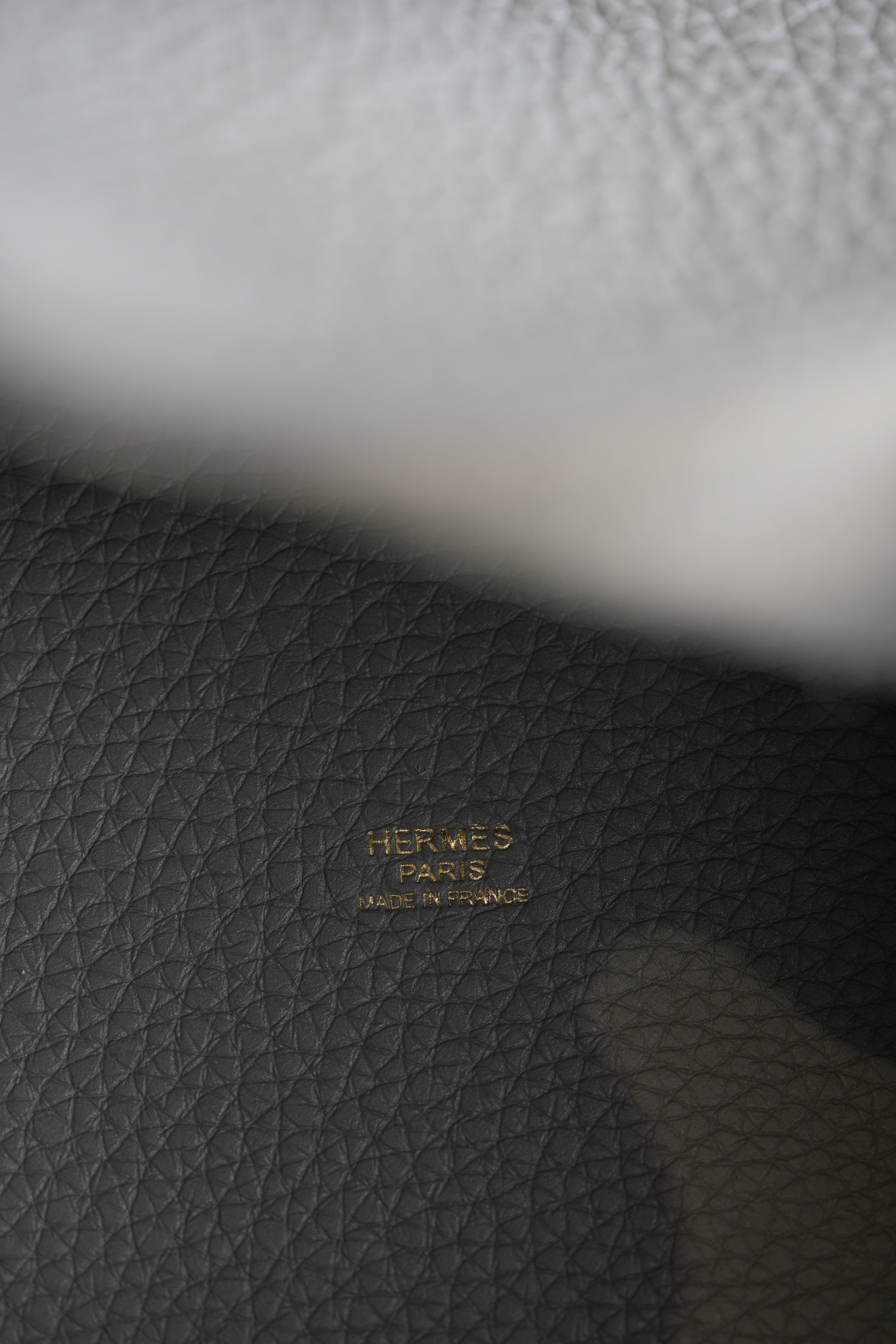 Picotin Lock 22 in Gris Clemence Leather and Gold Hardware Stamp B | Purse Maison Luxury Bags Shop