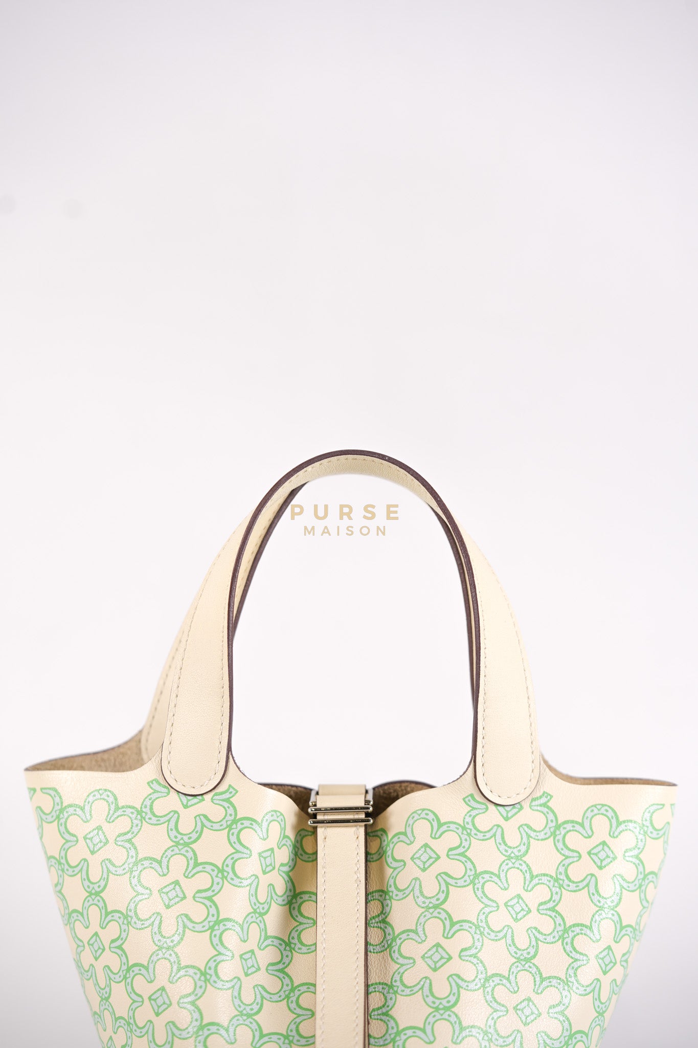 Picotin Lock Micro in Lucky Daisy Nata Swift Leather & Palladium Hardware Stamp B (2023) | Purse Maison Luxury Bags Shop