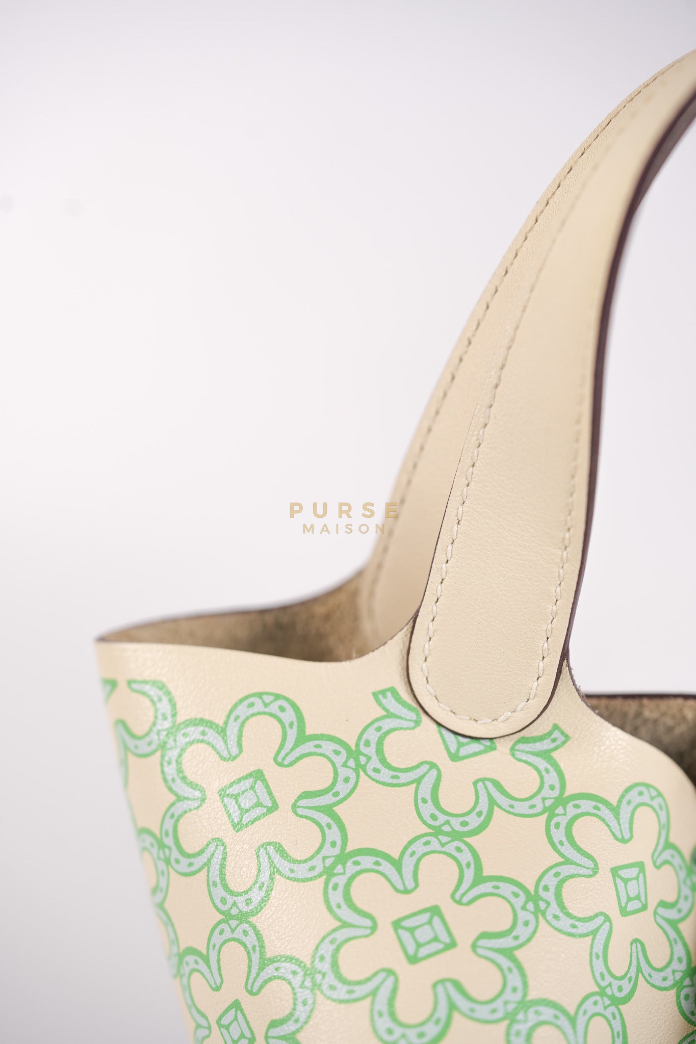 Picotin Lock Micro in Lucky Daisy Nata Swift Leather & Palladium Hardware Stamp B (2023) | Purse Maison Luxury Bags Shop