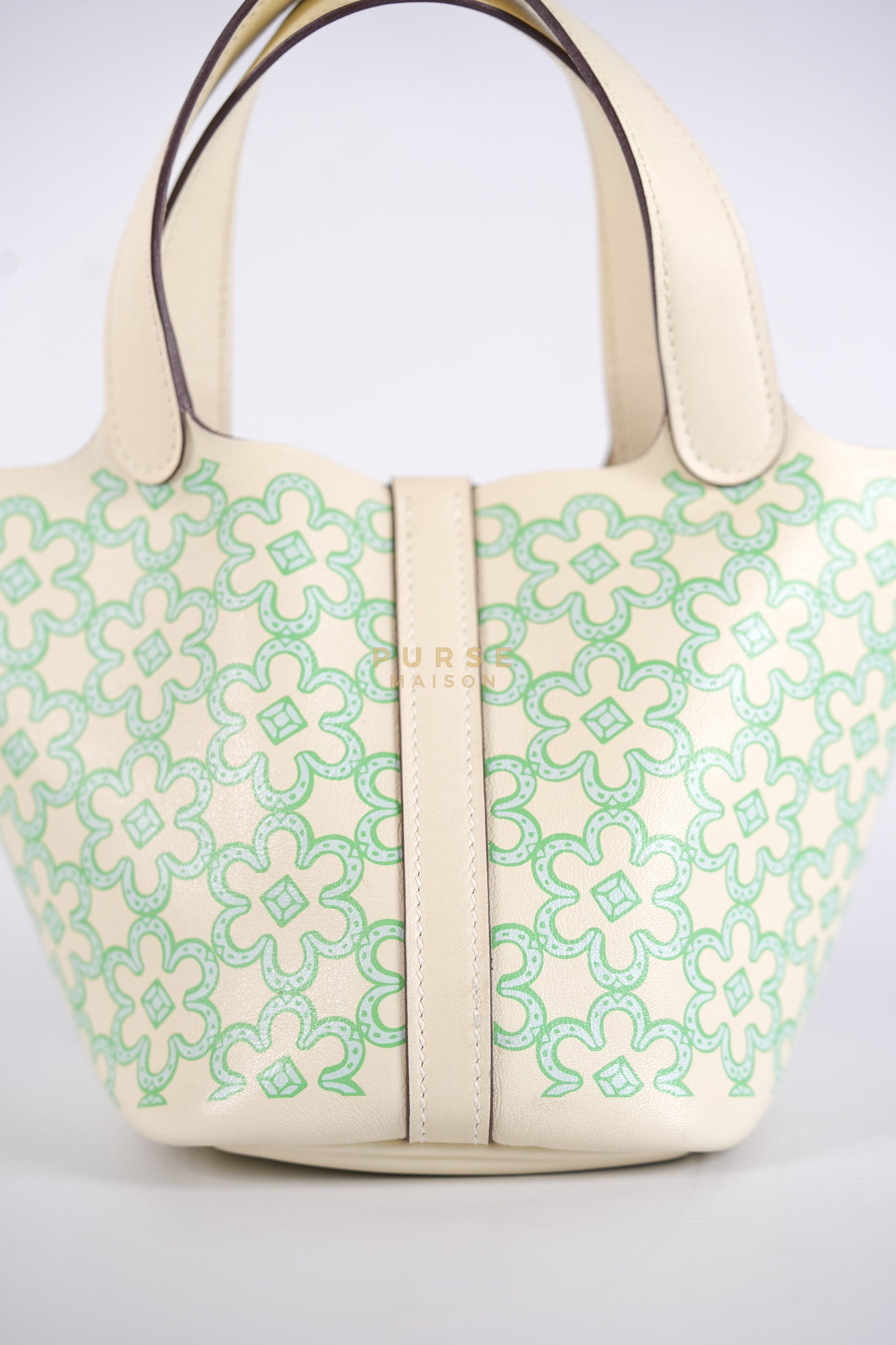 Picotin Lock Micro in Lucky Daisy Nata Swift Leather & Palladium Hardware Stamp B (2023) | Purse Maison Luxury Bags Shop