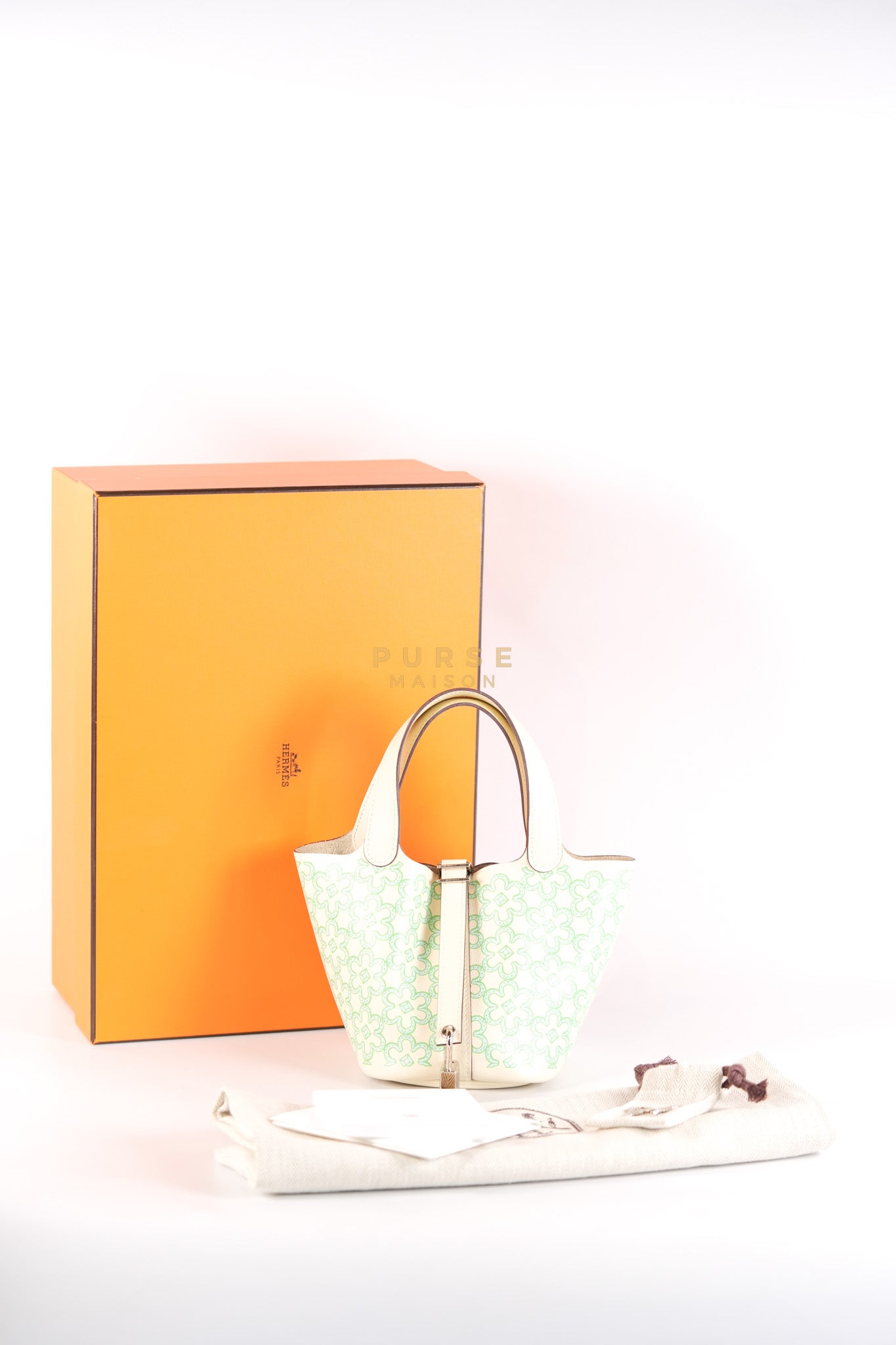 Picotin Lock Micro in Lucky Daisy Nata Swift Leather & Palladium Hardware Stamp B (2023) | Purse Maison Luxury Bags Shop