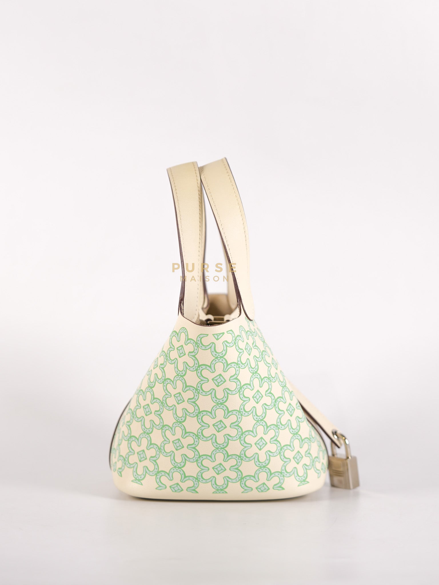 Picotin Lock Micro in Lucky Daisy Nata Swift Leather & Palladium Hardware Stamp B (2023) | Purse Maison Luxury Bags Shop