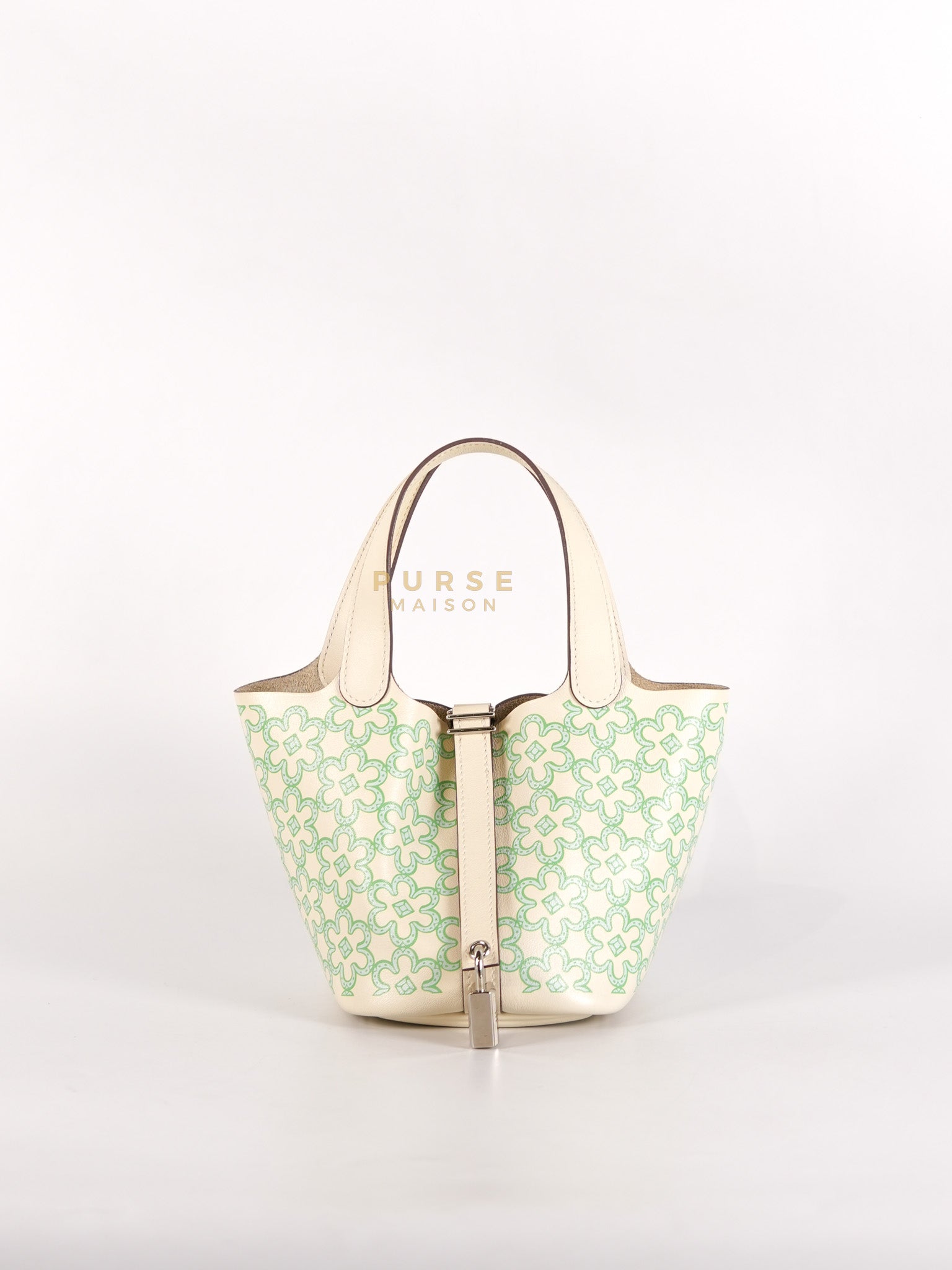Picotin Lock Micro in Lucky Daisy Nata Swift Leather & Palladium Hardware Stamp B (2023) | Purse Maison Luxury Bags Shop