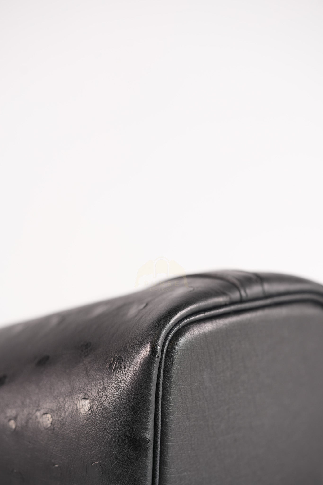 Picotin Micro in Black Ostrich Leather and Gold Hardware Stamp W (2024) | Purse Maison Luxury Bags Shop