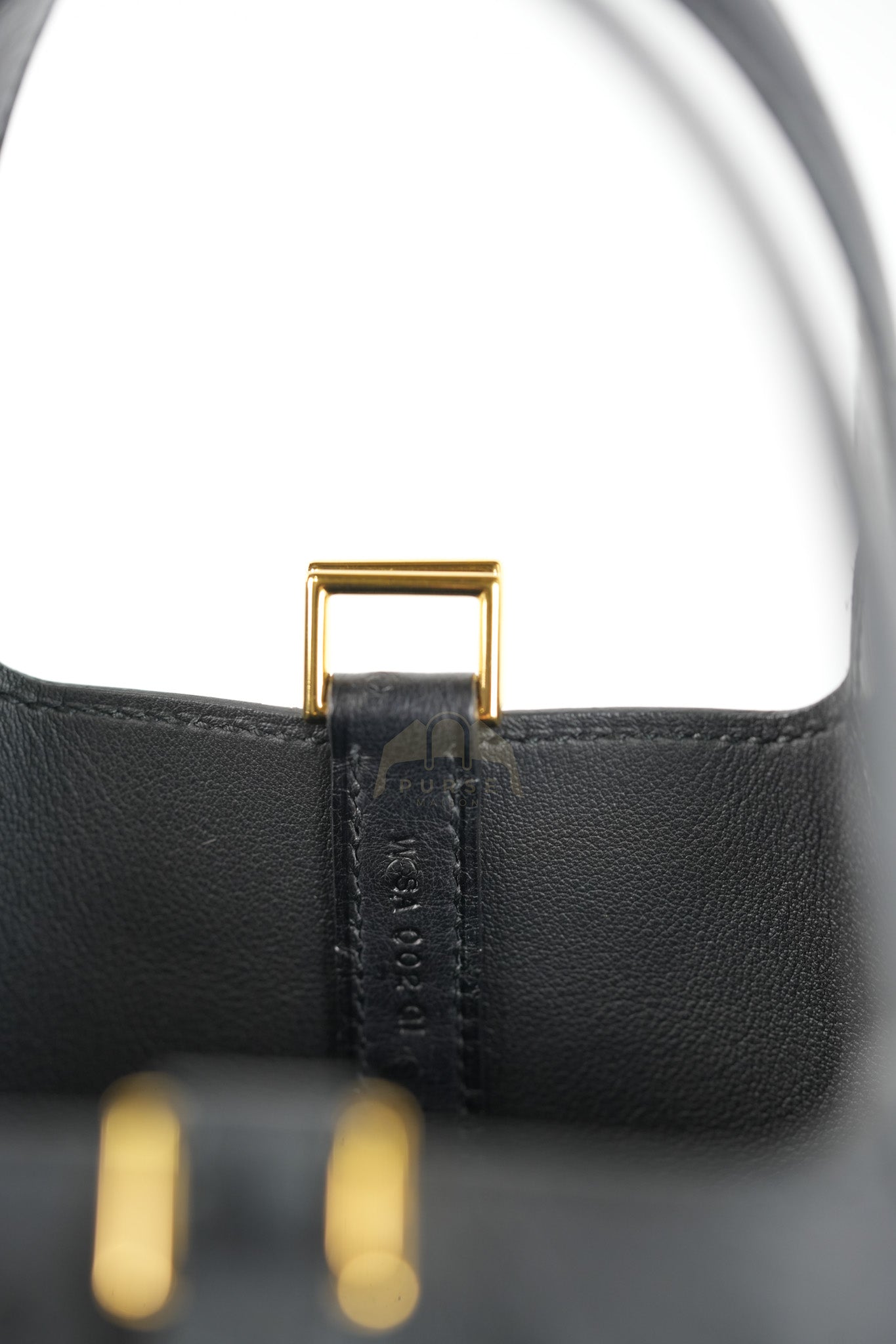 Picotin Micro in Black Ostrich Leather and Gold Hardware Stamp W (2024) | Purse Maison Luxury Bags Shop