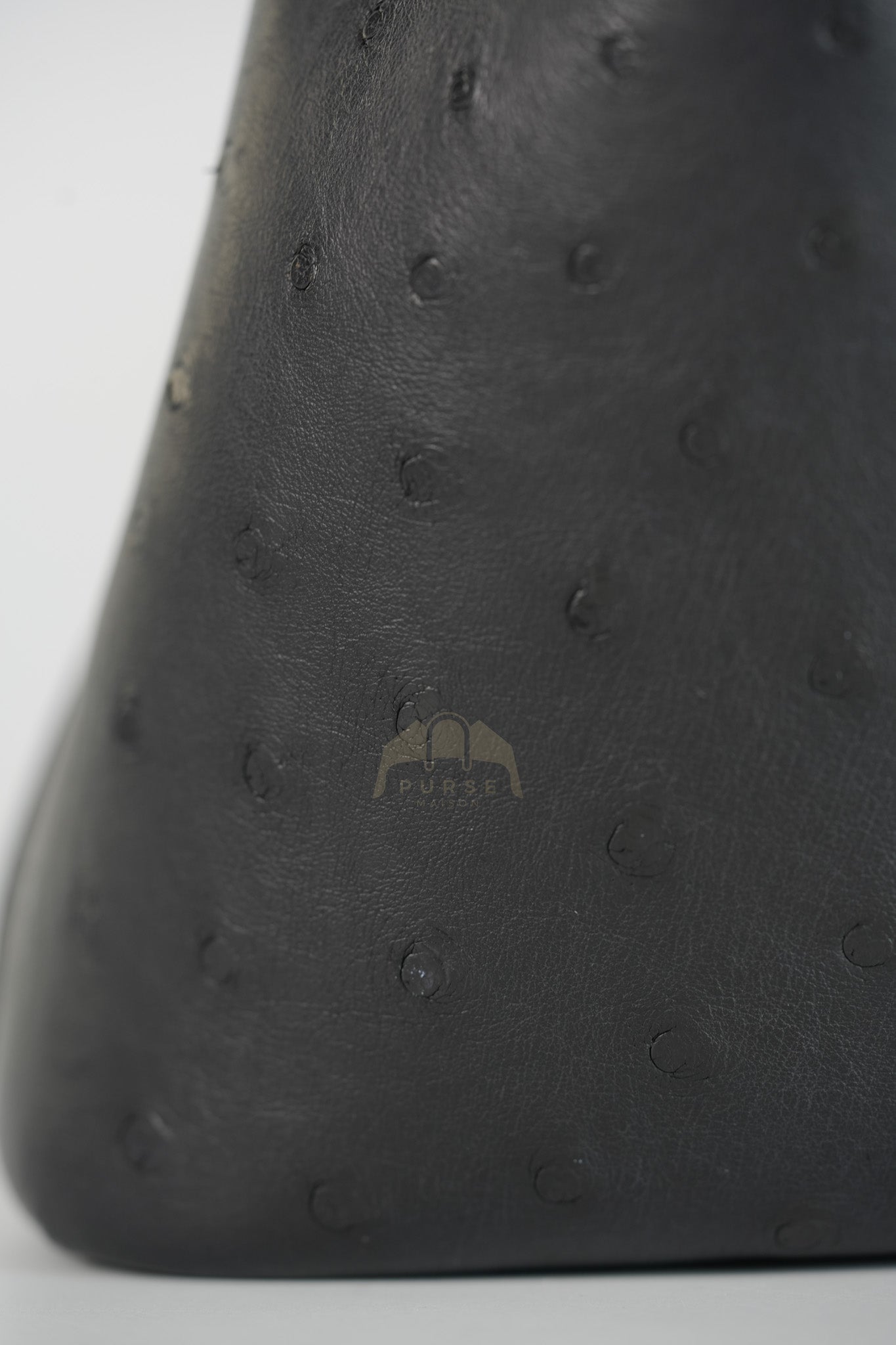 Picotin Micro in Black Ostrich Leather and Gold Hardware Stamp W (2024) | Purse Maison Luxury Bags Shop